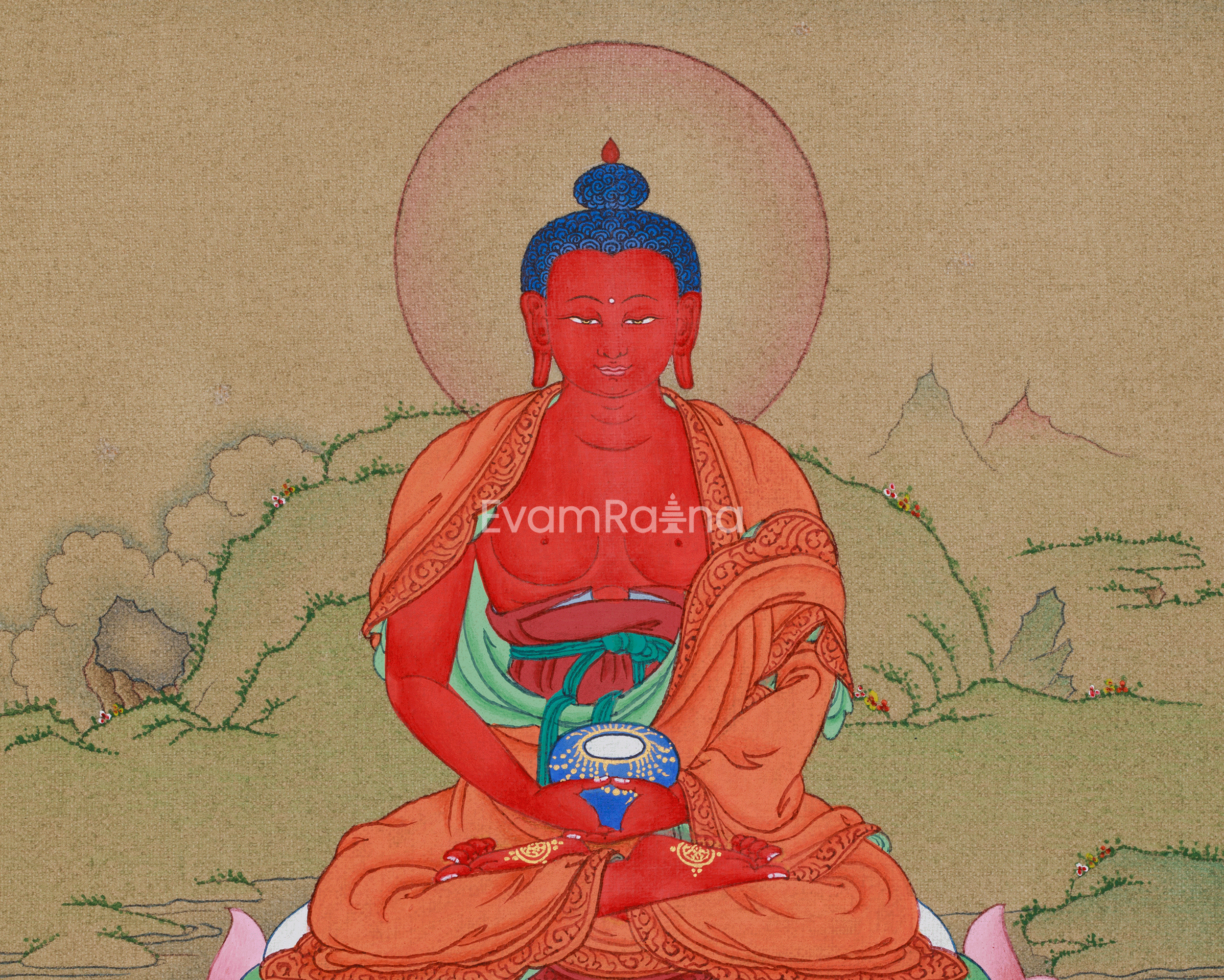 Himalayan Amitabha Buddha Thangka | Buddha of Infinite Light