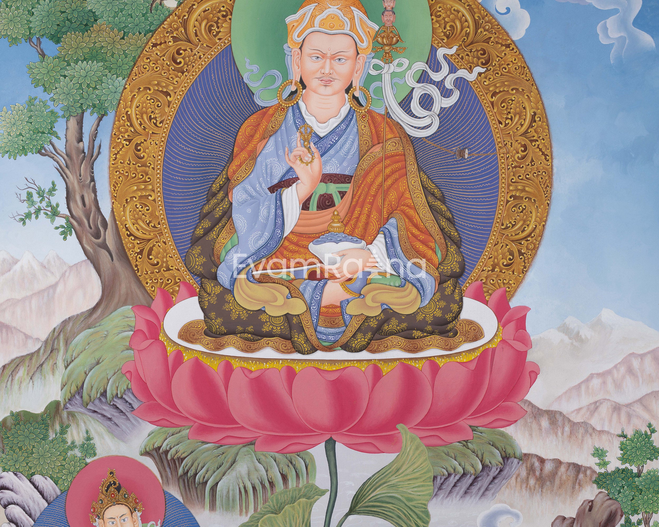 Exquisite Guru Rinpoche Thangka Print | Experience the Blessings Of Padmasambhava With Our Canvas Print