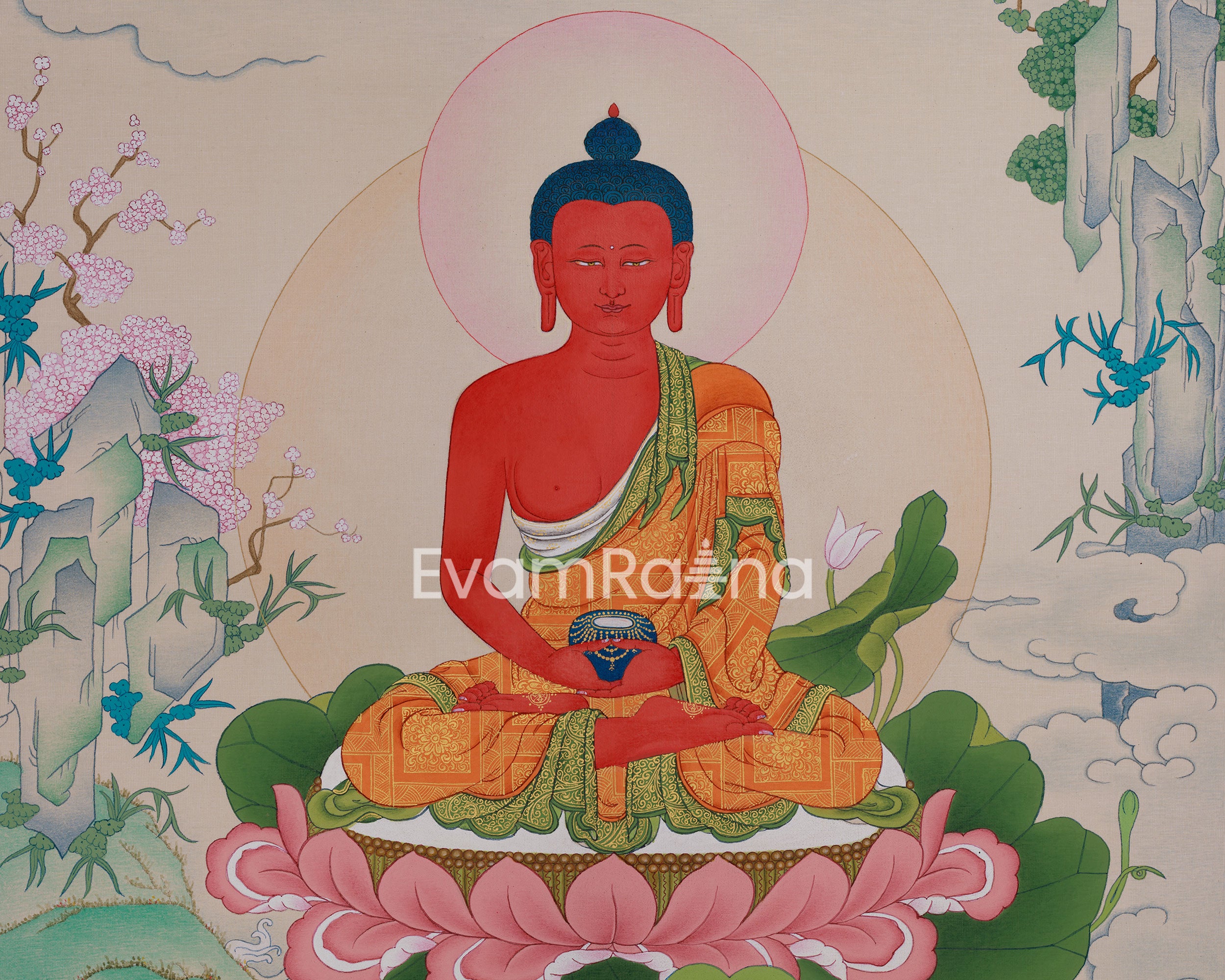 Infinite Wisdom Deity Amitabha Buddha Thangka | Buddhist Art for Meditation