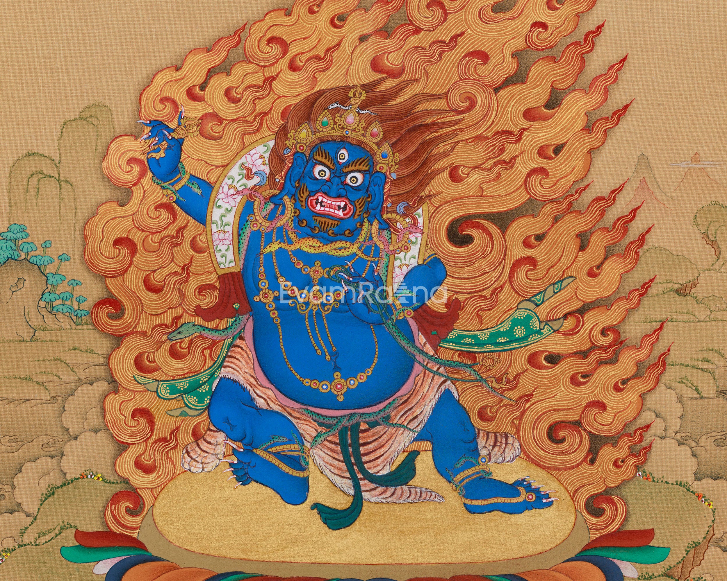 Wrathful Vajrapani Artwork | Guardian Deity of Tibetan Buddhism