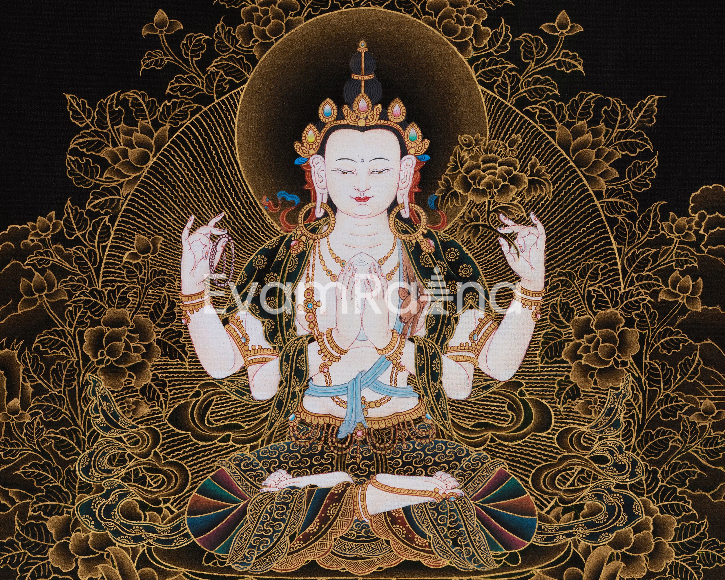 Chenrezig Compassion Deity Thangka | Peaceful Protector