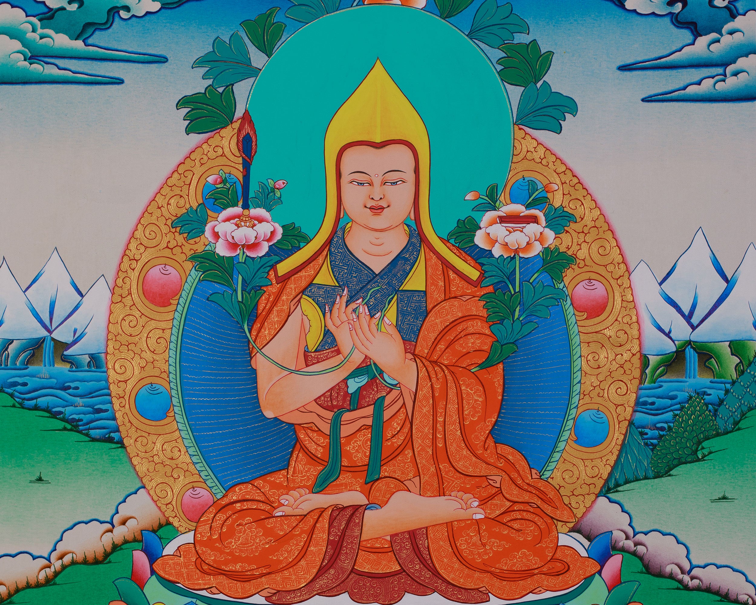 Tsongkhapa Lobzang Drakpa Thangka | Tibetan Buddhist Master