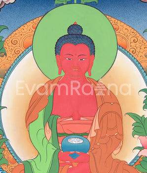 Amitabha Tathagata Hand Painted Artwork | Thangka Of Boundless Compassion | Buddha of Infinite Light