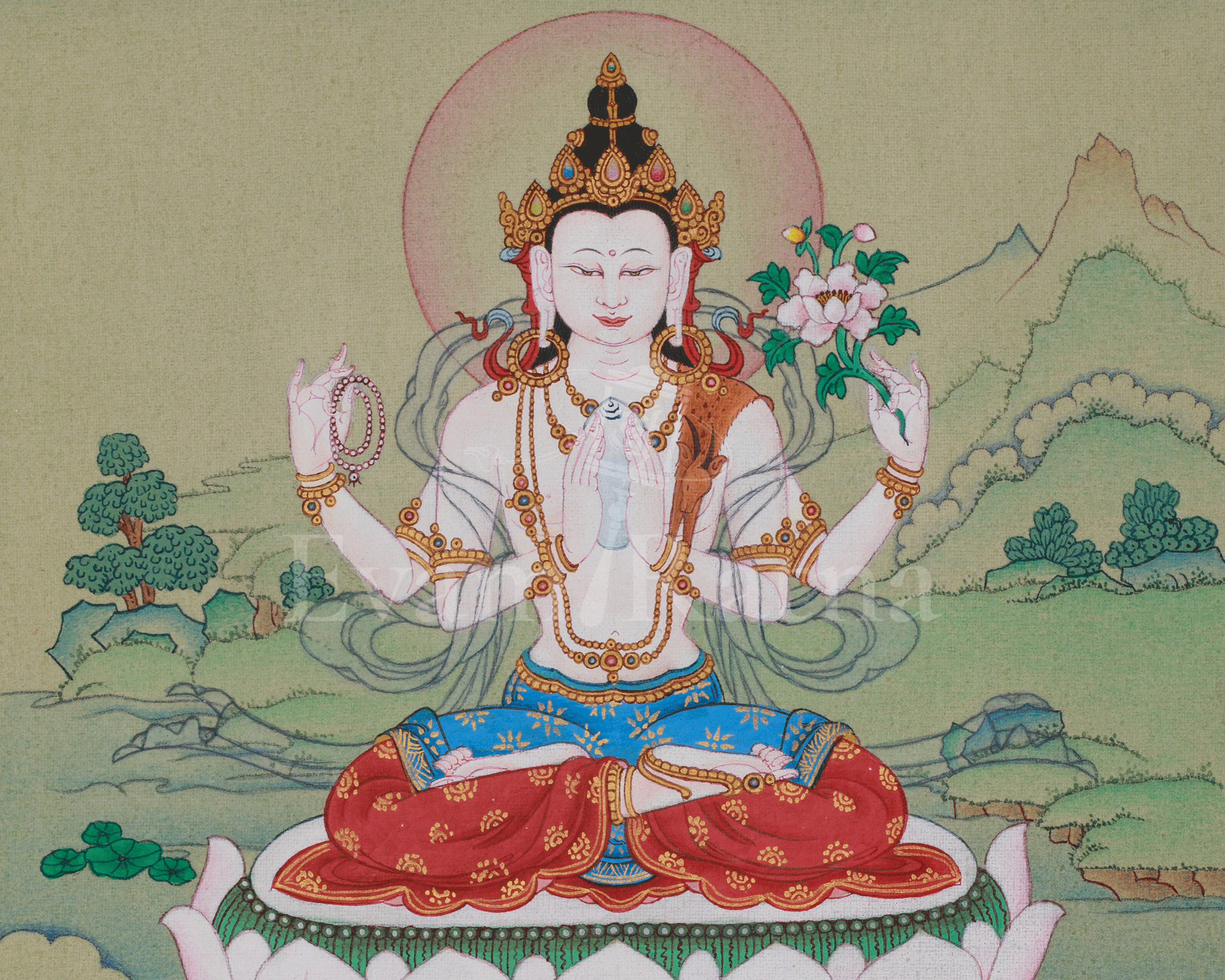 Chenrezig Devotional Thangka | Compassion Deity | Avalokiteśvara Artwork