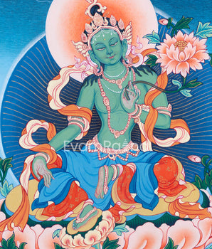 High-Quality Giclee Art Print For Green Tara Chant | Traditional Mother Tara Nepali Art