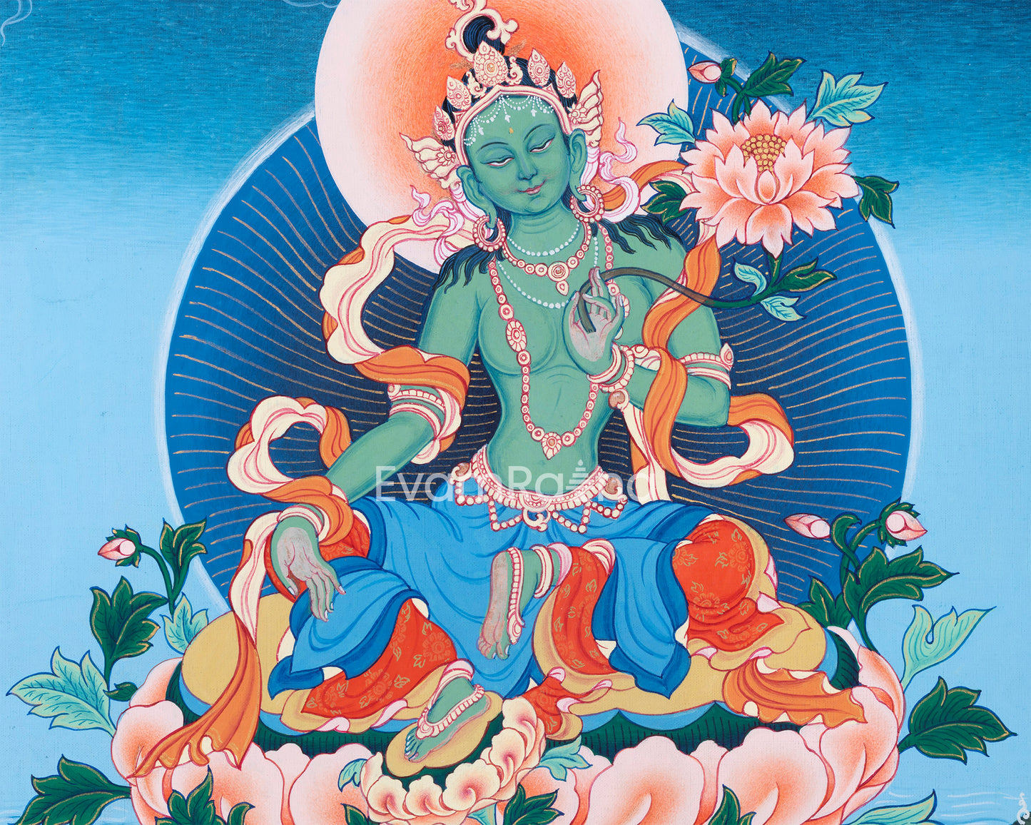 High-Quality Giclee Art Print For Green Tara Chant | Traditional Mother Tara Nepali Art