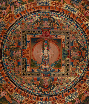 1000 Armed Chenrezig Mandala Thangka | Compassionate Protector and Divine Blessings