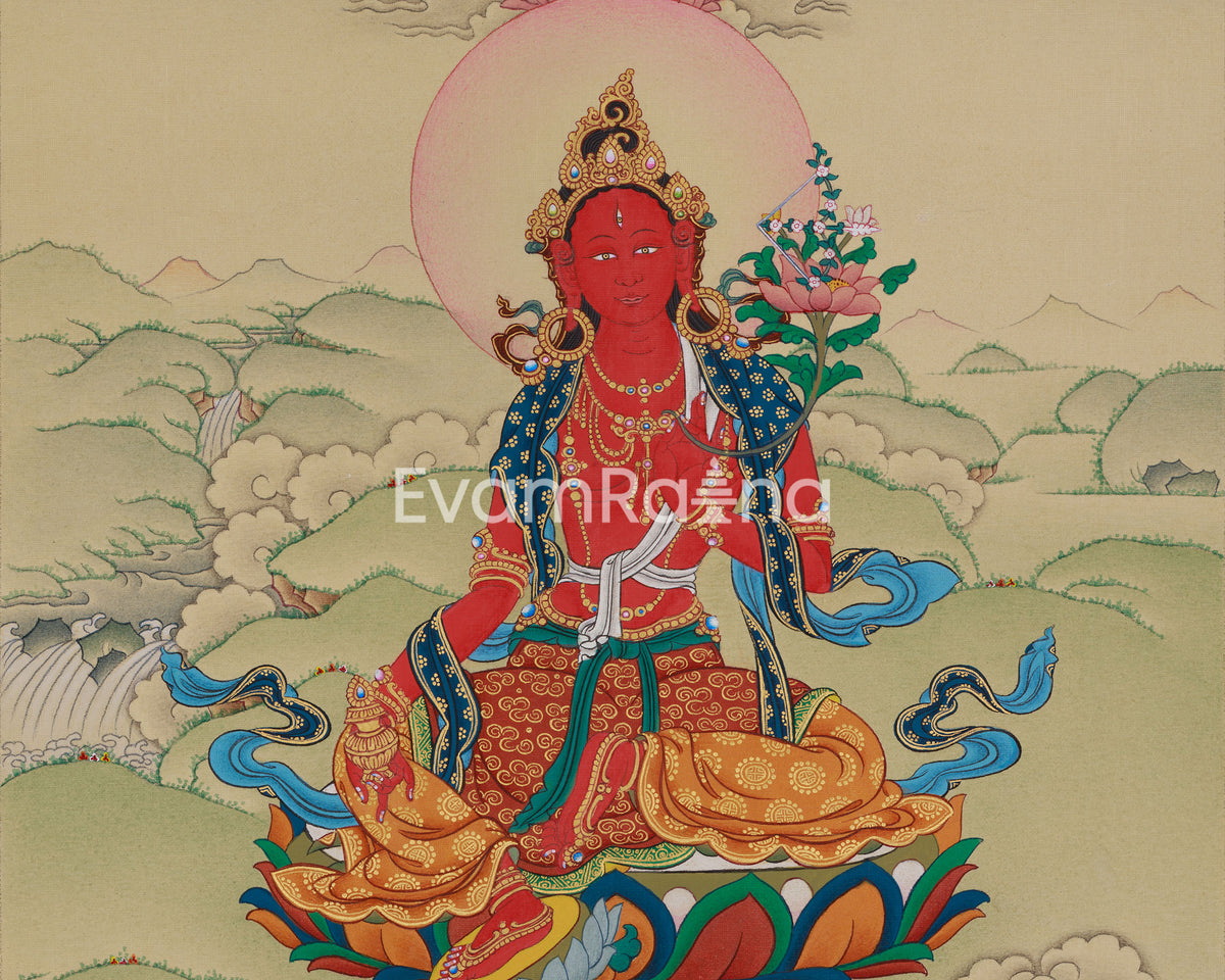 Traditional Thangka of Red Tara | A Symbol of Compassion and Power