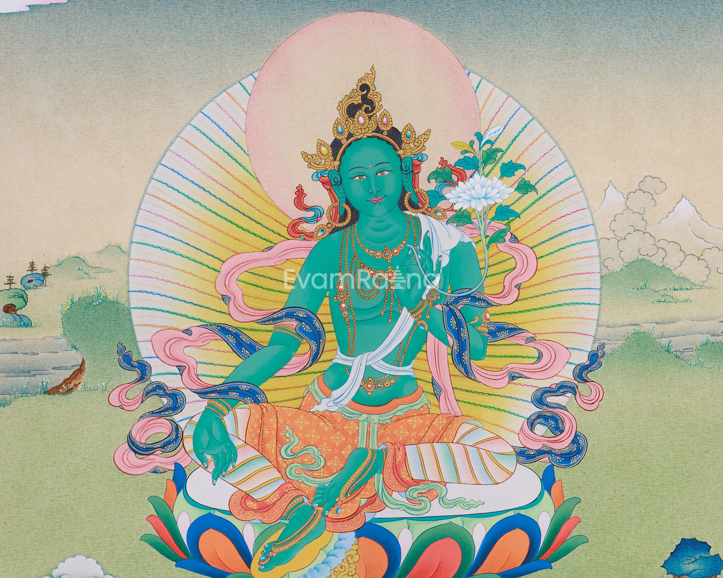 Female Bodhisattva Green Tara Thangka | Mother of Liberation