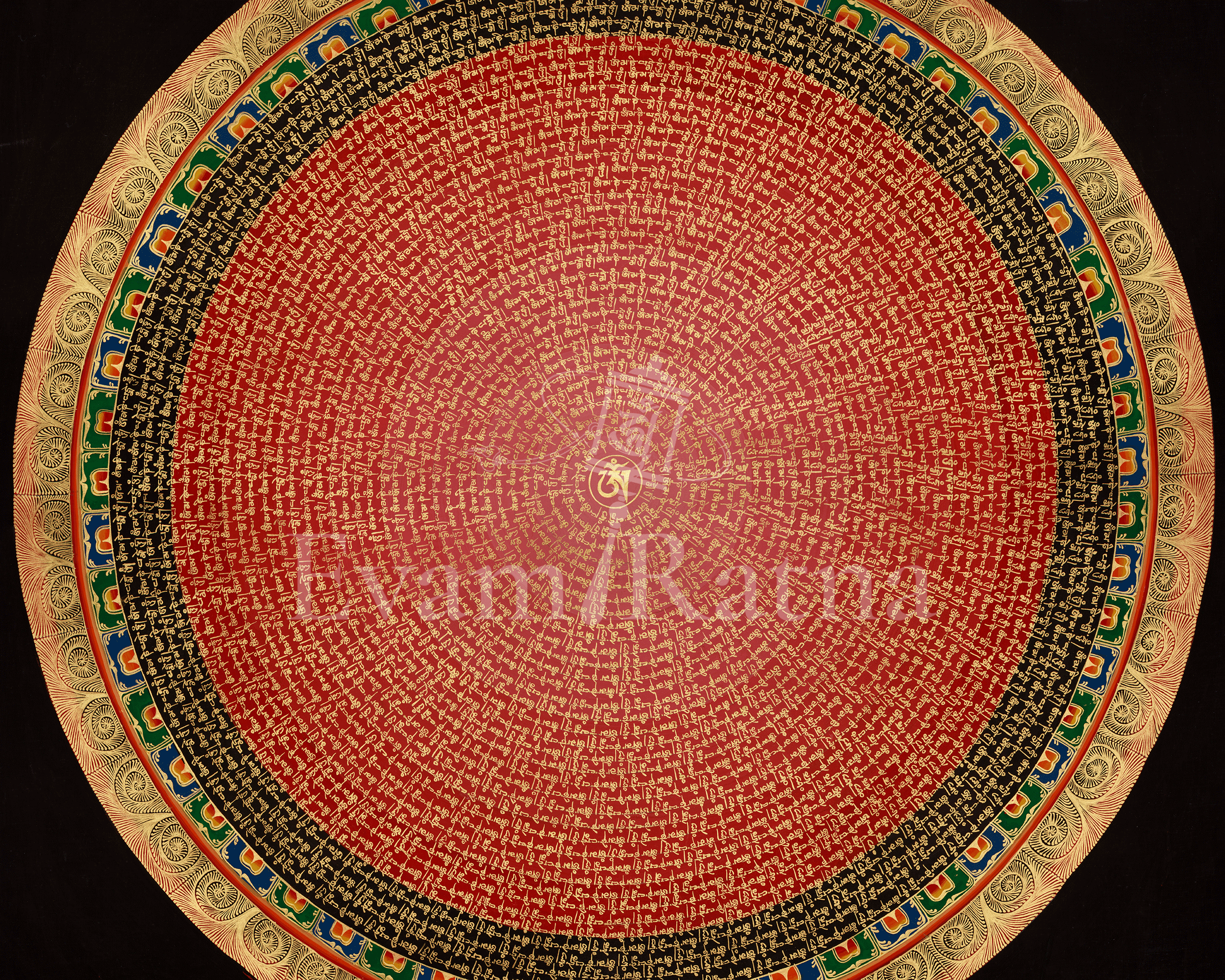 Himalayan Artwork of Mantra Mandala | Tibetan Buddhist Sacred Painting | Wall Hanging