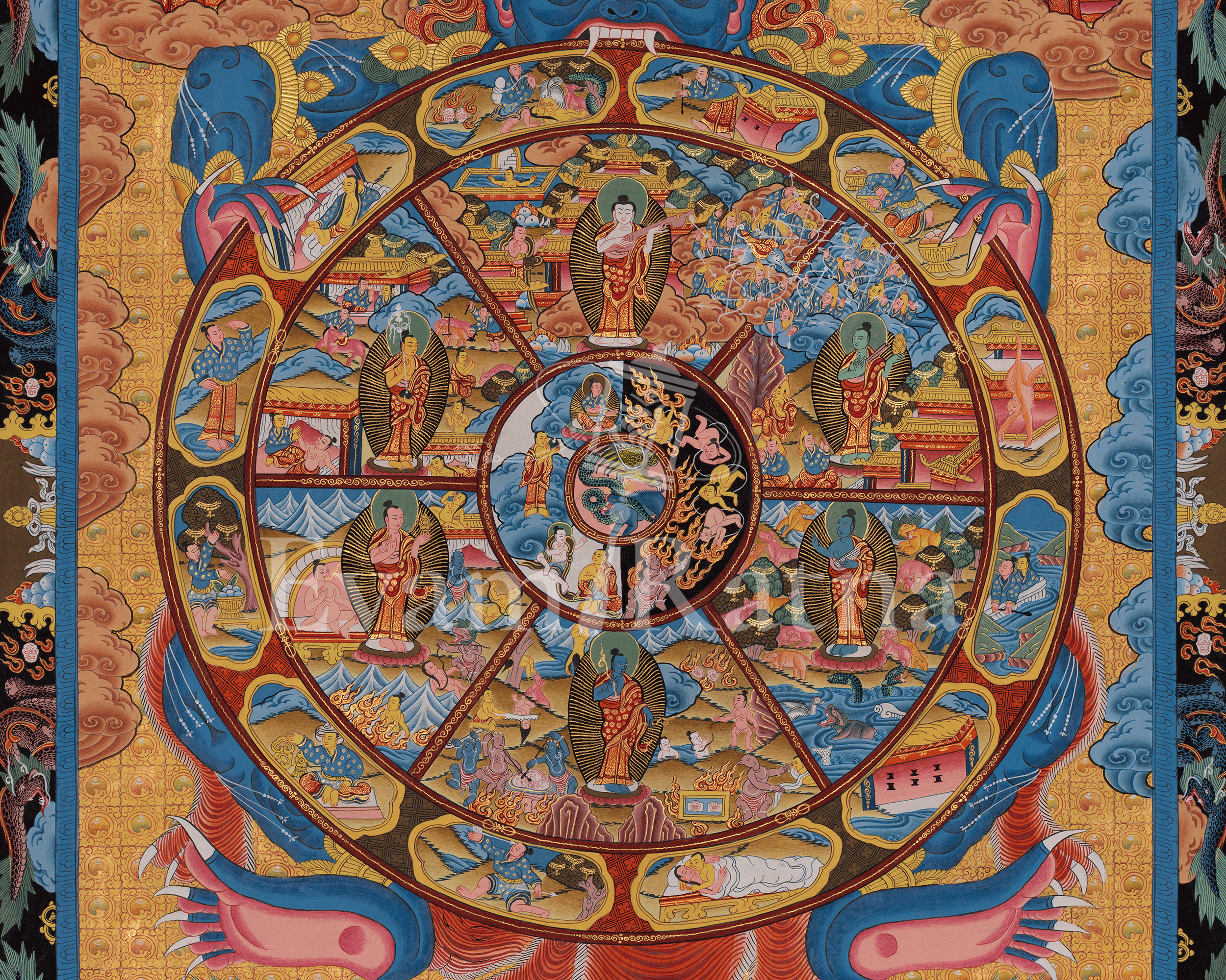 Authentic Wheel of Life Thangka | Buddhist Artwork of Rebirth, Karma, and Liberation