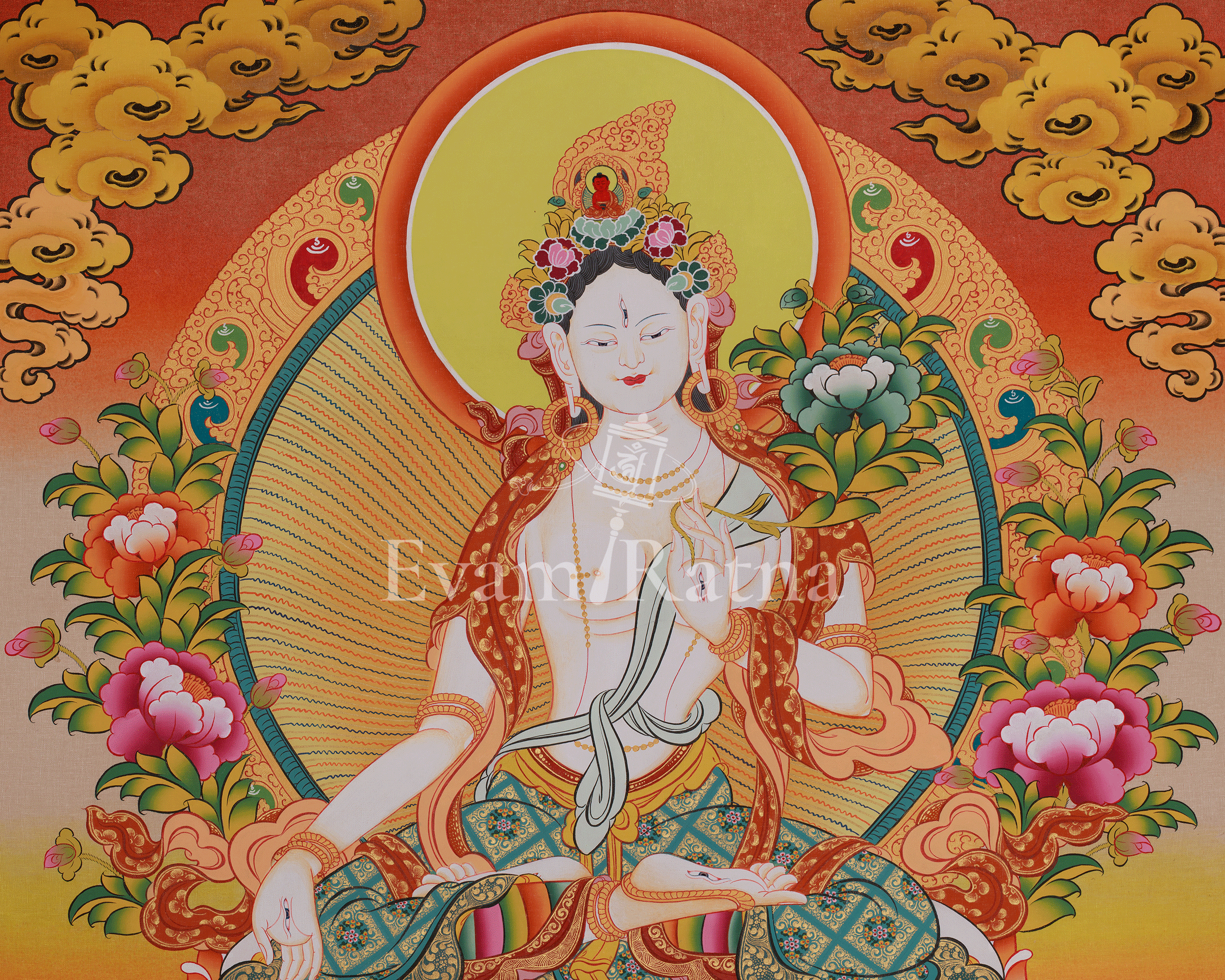 Himalayan Sita Tara Art | Healing and Longevity Deity | White Tara Thangka