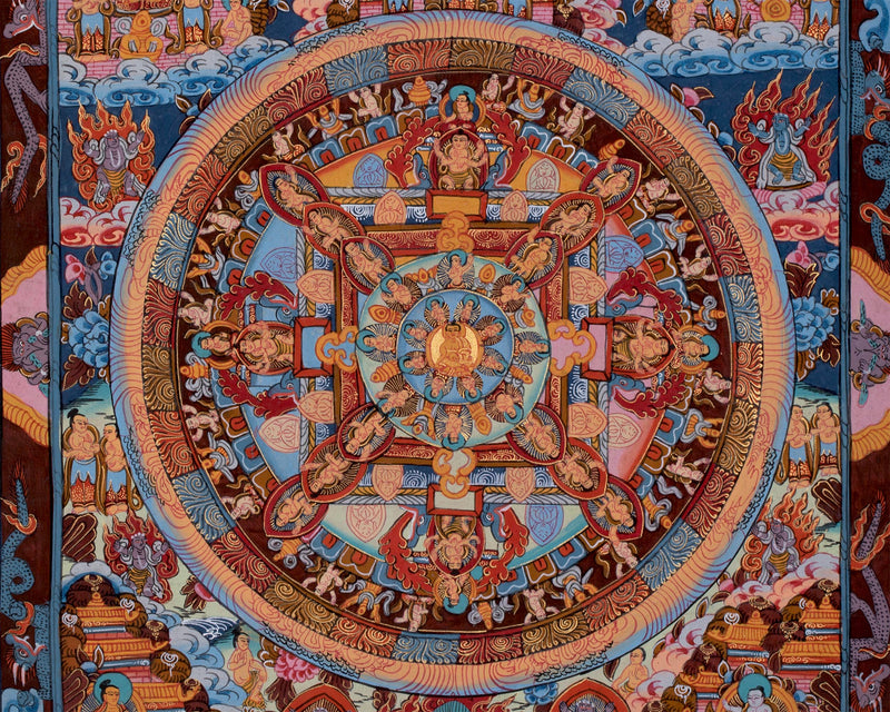 Traditional Shakyamuni Buddha Mandala | Vintage Tibetan Buddhist Thangka