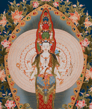 1000 Hands Buddha, Avalokiteshvara Thangka | Buddhist Masterpiece of Mercy, Enlightenment & Spiritual Awakening