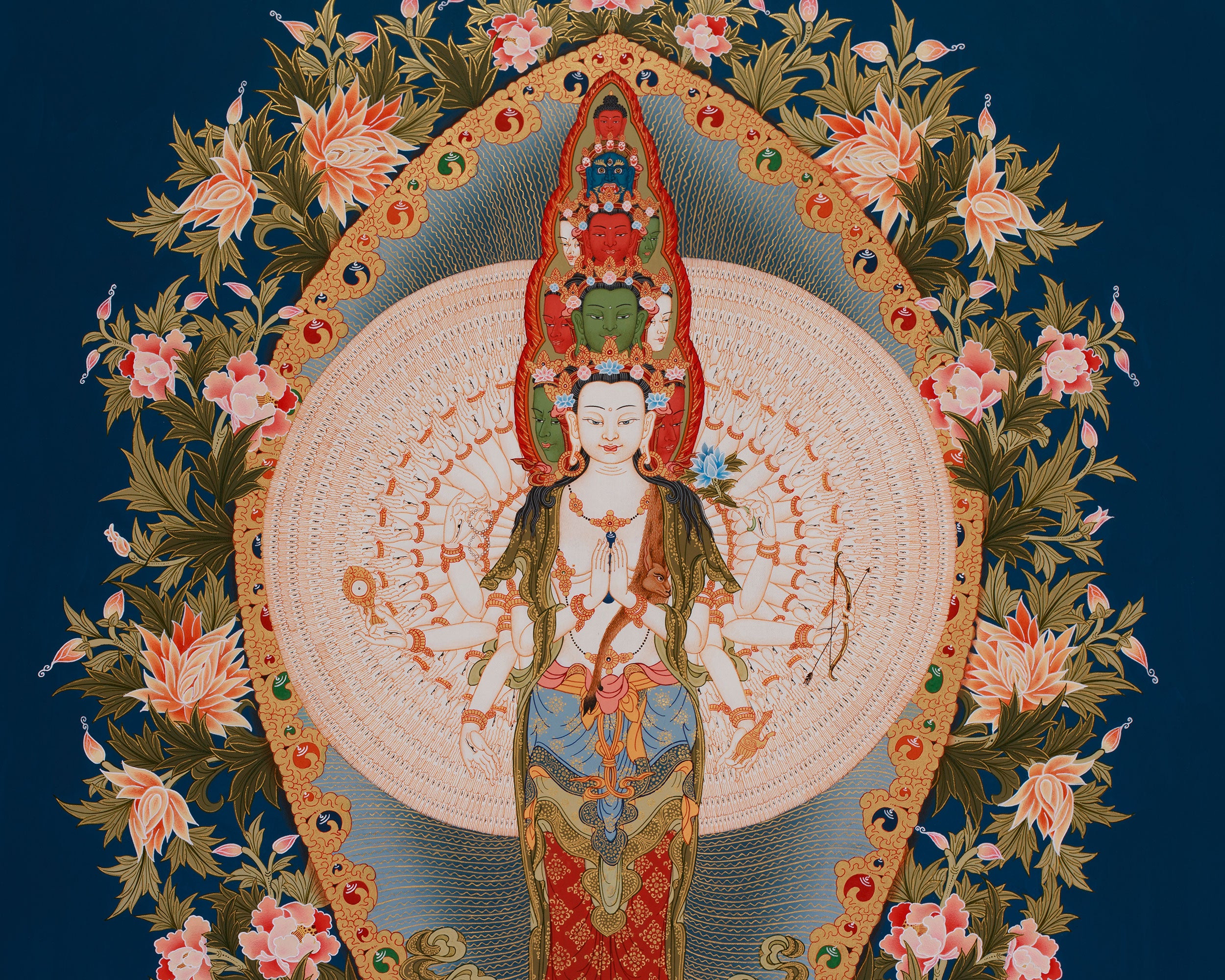 1000 Hands Buddha, Avalokiteshvara Thangka | Buddhist Masterpiece of Mercy, Enlightenment & Spiritual Awakening