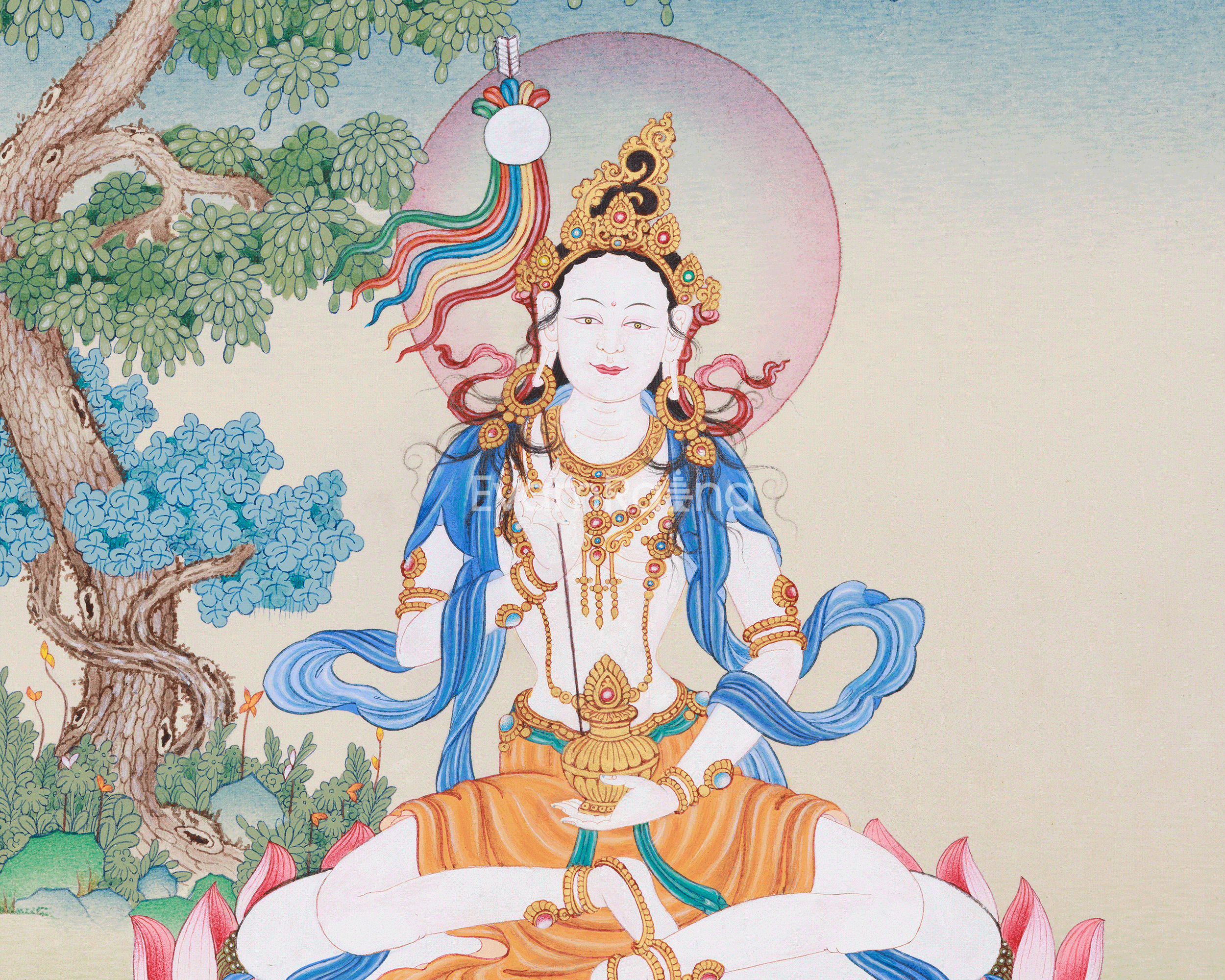 Traditional Mandarva Thangka | 3D Stone Dakini of Wisdom