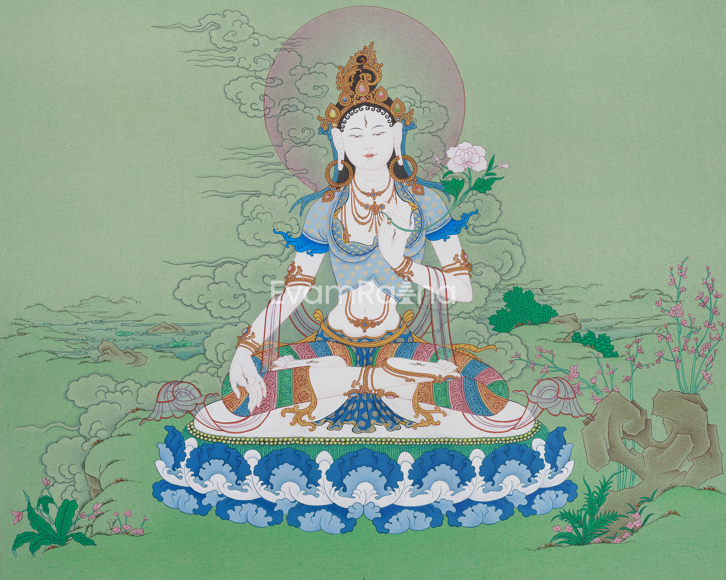 White Tara Bodhisattva of Longevity Thangka | A Symbol of Healing and Spiritual Well-being