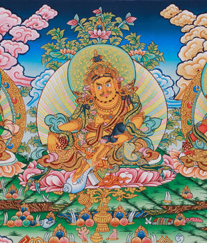 Buddhist 5 Dzambhala Thangka | Divine Guardians of Fortune & Wealth