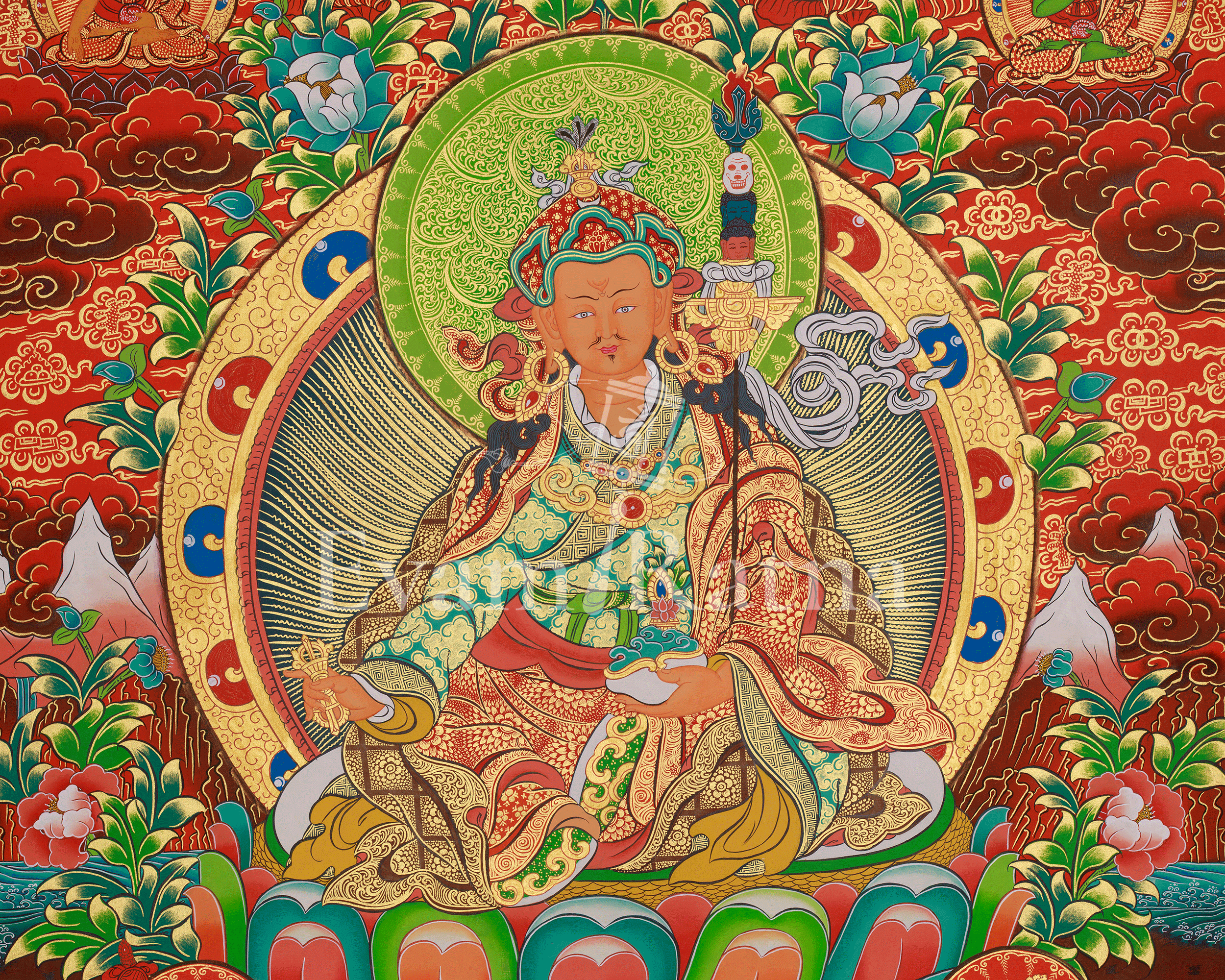 Himalayan Guru Rinpoche Art | Buddhist Master | Padmasambhava Thangka