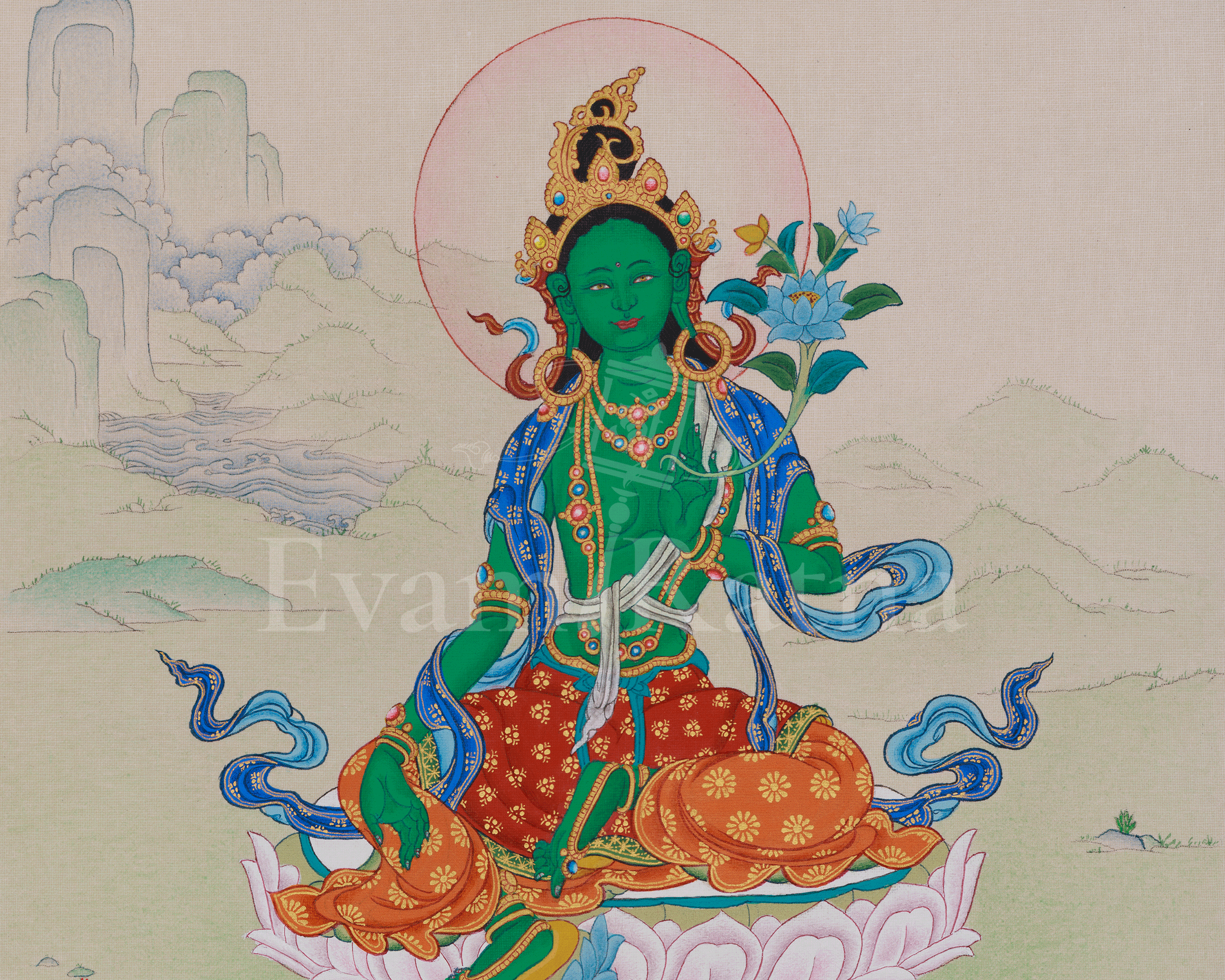 Mother of All Buddhas Green Tara Thangka | Shyama Tara | Compassionate Protector