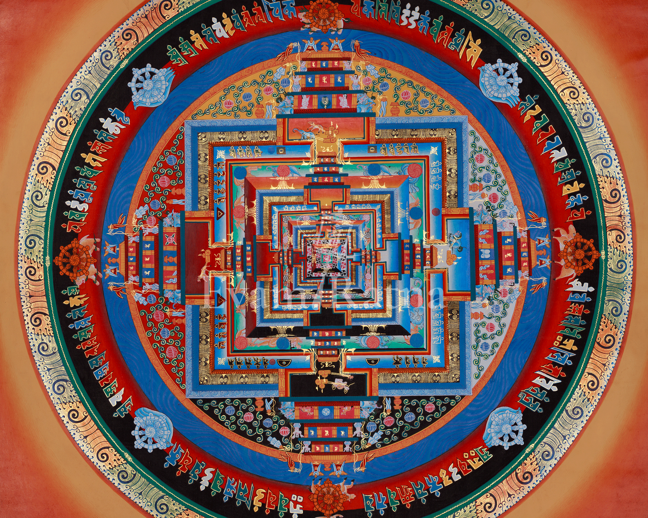 Spiritual Kalachakra Mandala Thangka | Himalayan Buddhist Mandala Painting