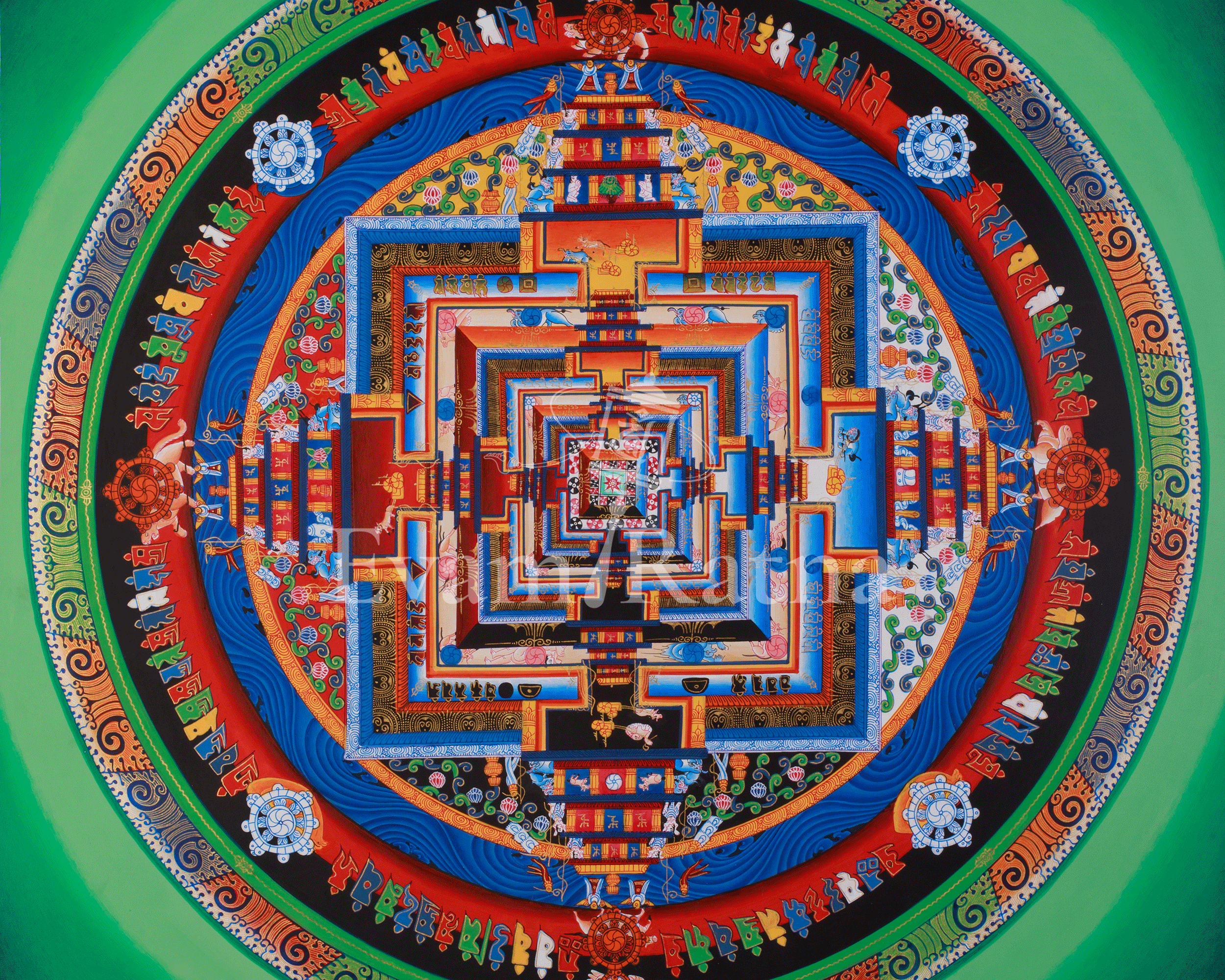 Spiritual Artwork of Kalachakra Mandala | Meditation Altar | Home Decor