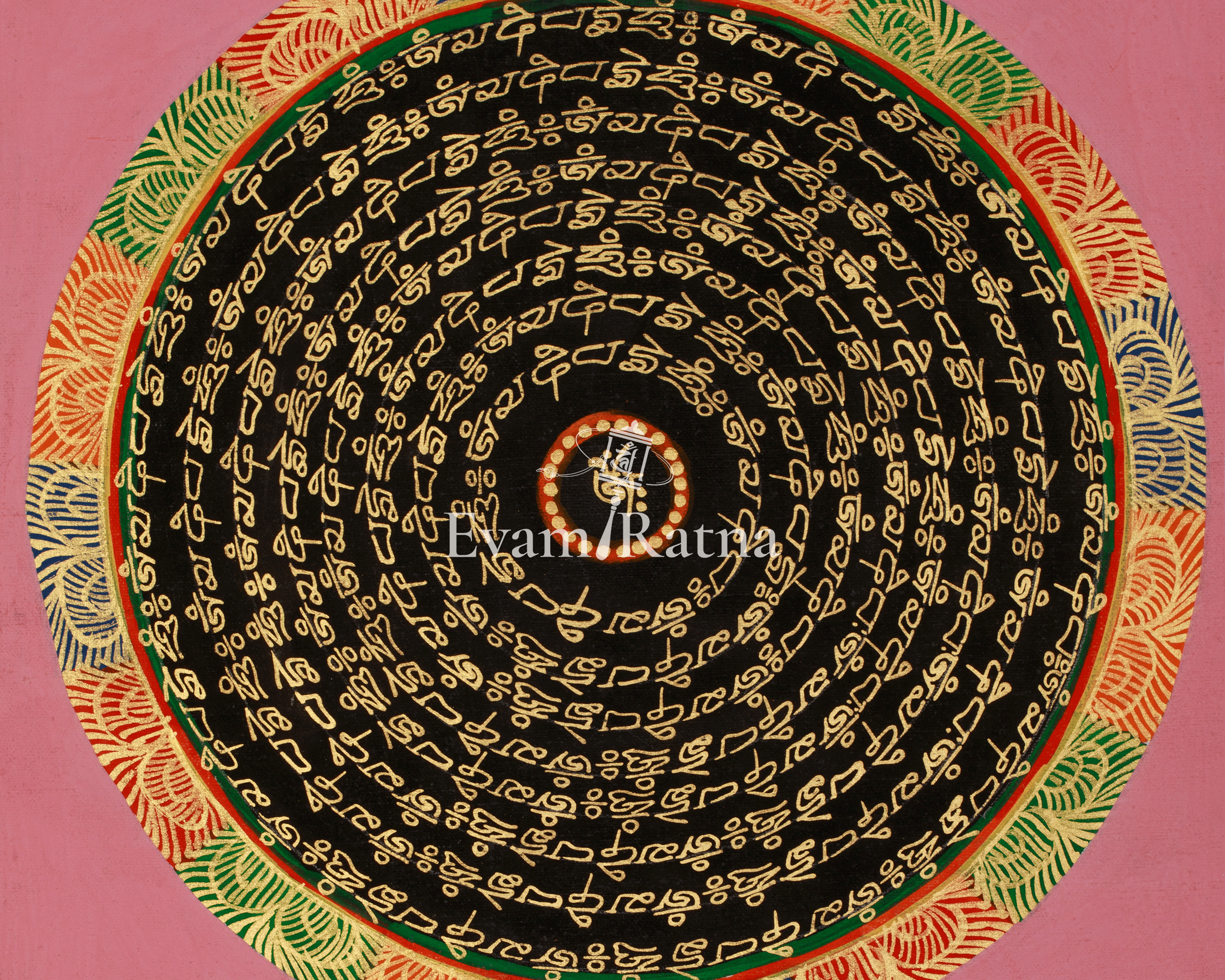 Enlightenment Symbol Mantra Mandala | Himalayan Buddhist Artwork