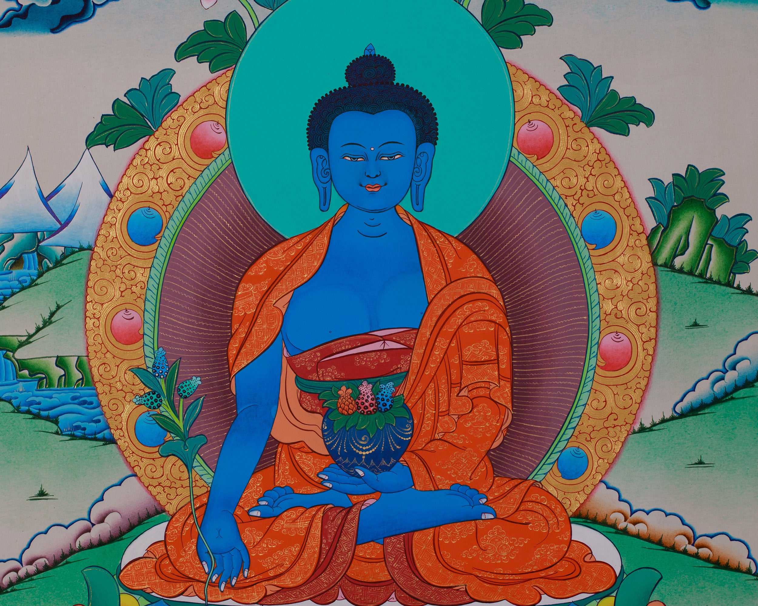 Bhaisajyaguru, Healing Buddha Thangka | Tibetan Buddhist Art