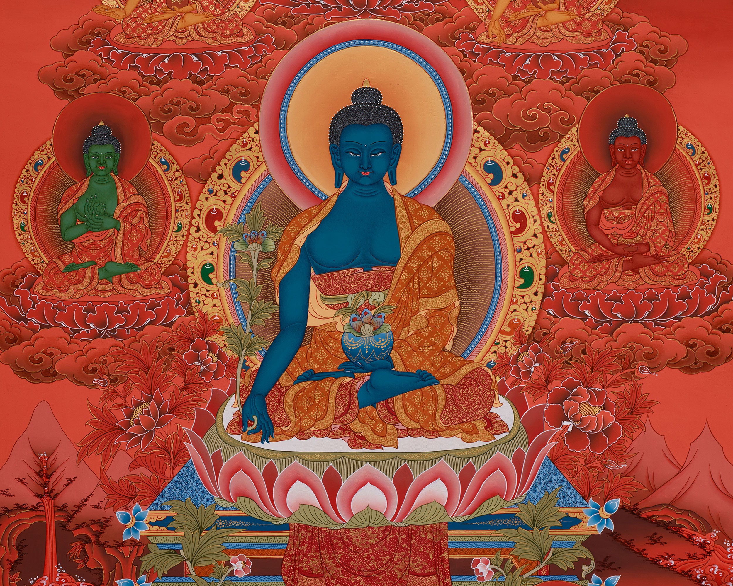 Healing Buddha With Dhyani Buddhas | Spiritual Healing & Balance