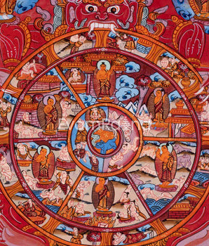 Rare Hand Painted Wheel of Life Thangka | Buddhist Art