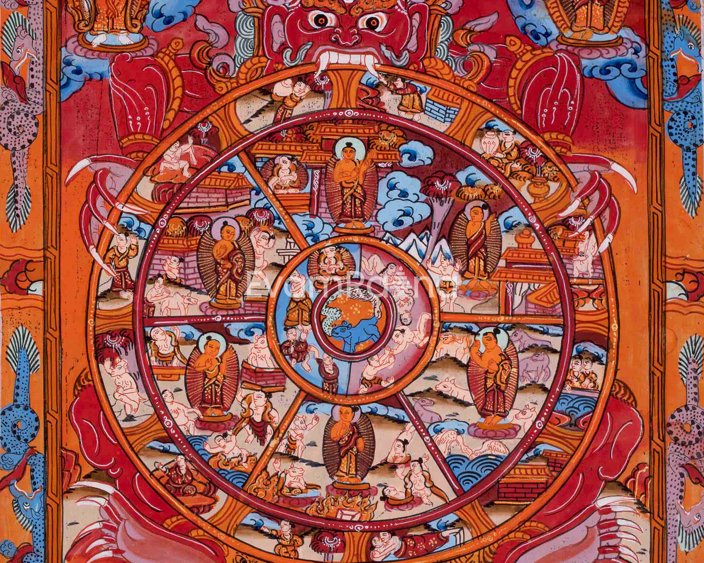 Rare Hand Painted Wheel of Life Thangka | Buddhist Art