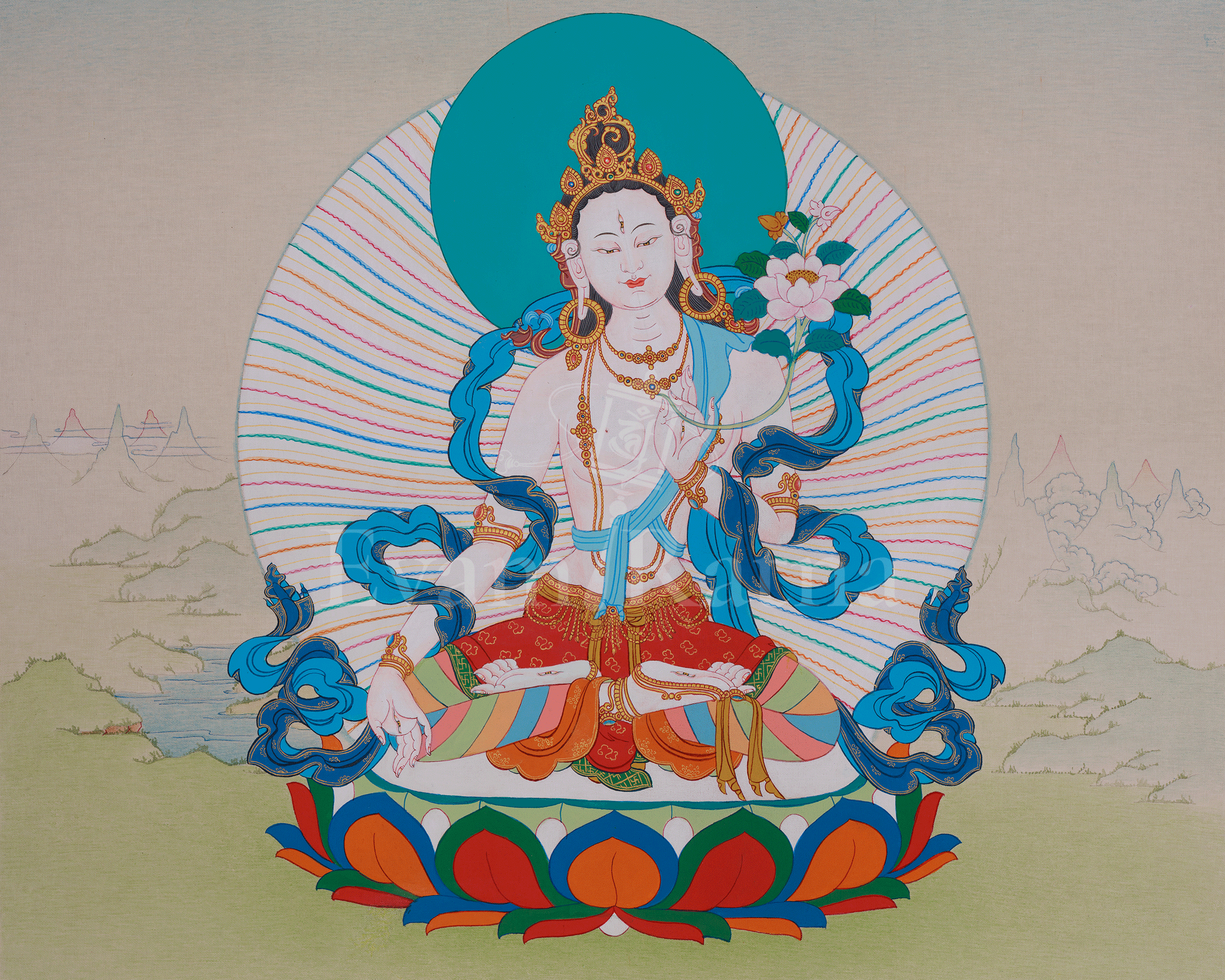 Sacred White Tara Art | Symbolizing Healing, Awareness, and Enlightened Grace