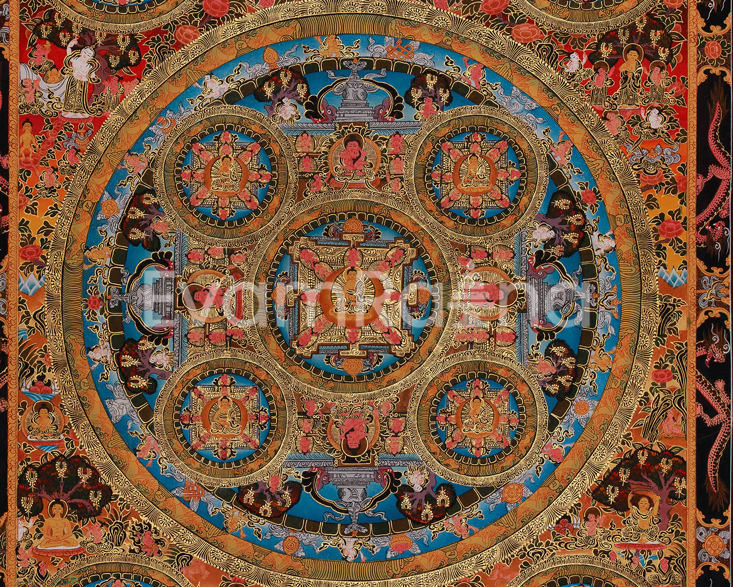 Divine Buddha Mandala Artwork | A Radiant Mandala Reflecting Wisdom, Compassion, and Peace | Meditation Altar