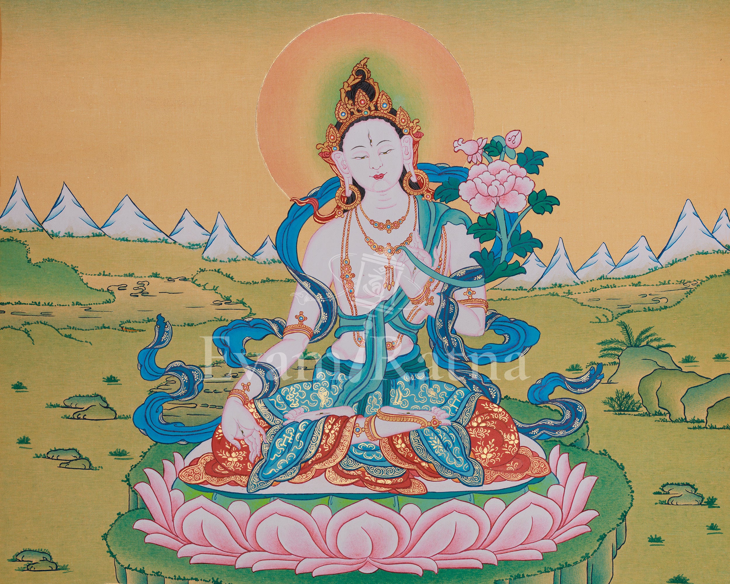 Sacred Sita Tara Art | White Tara | Drolkar | Longevity Deity | Buddhist Artwork