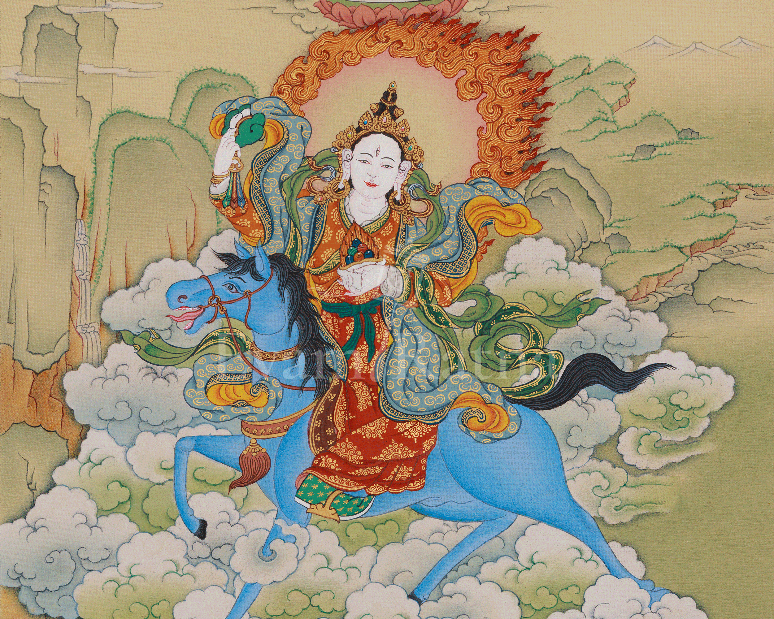 Achi Chokyi Drolma with Jigten Sumgon Thangka | The Protector Deity and Revered Teacher
