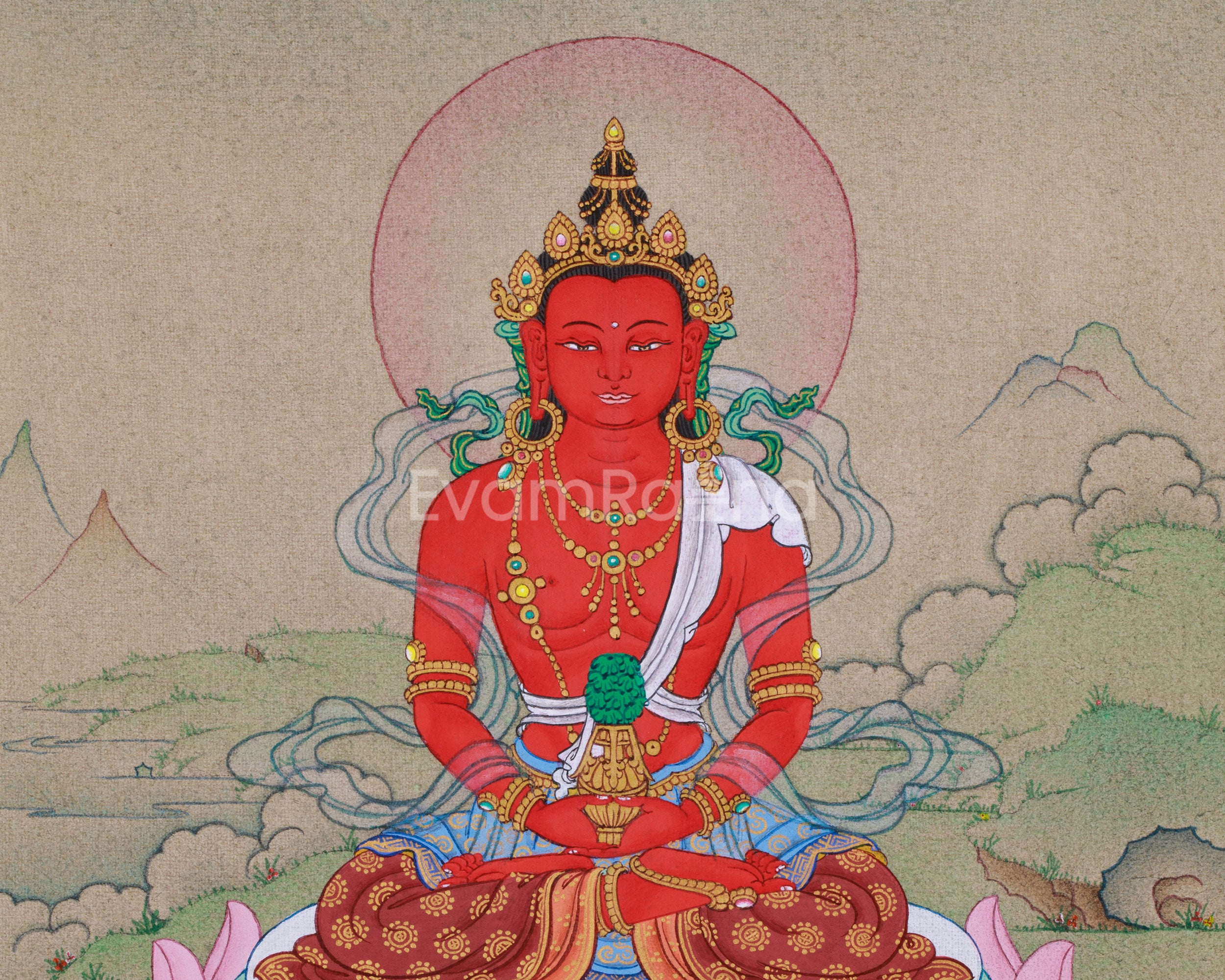 Thangka of Amitayus | The Buddha of Longevity and Eternal Life