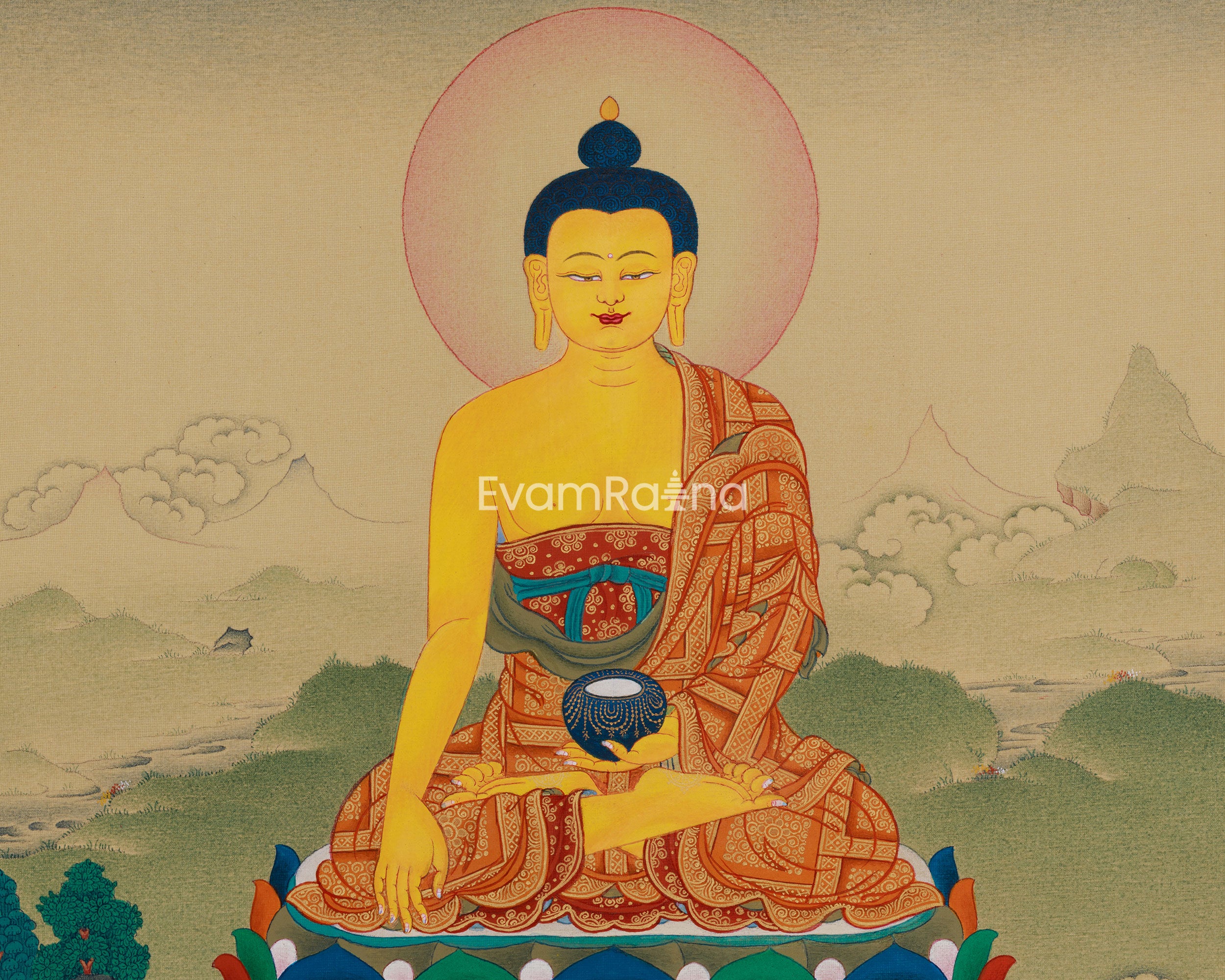 Hand-Painted Thangka Of Shakyamuni Buddha | Buddhist Thangka