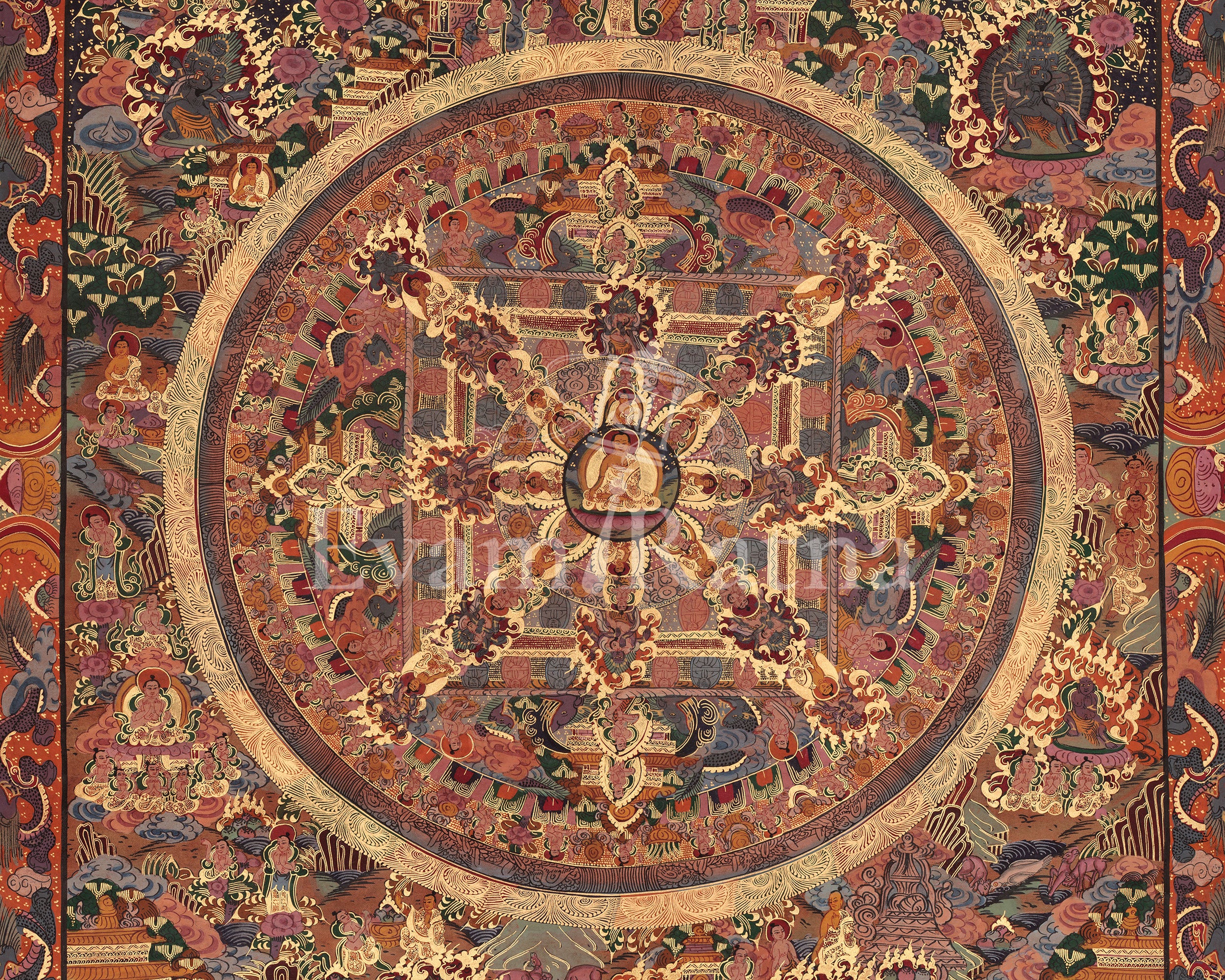 Buddha Mandala Thangka Painting | Himalayan Artwork of Wisdom, Peace, and Awakening