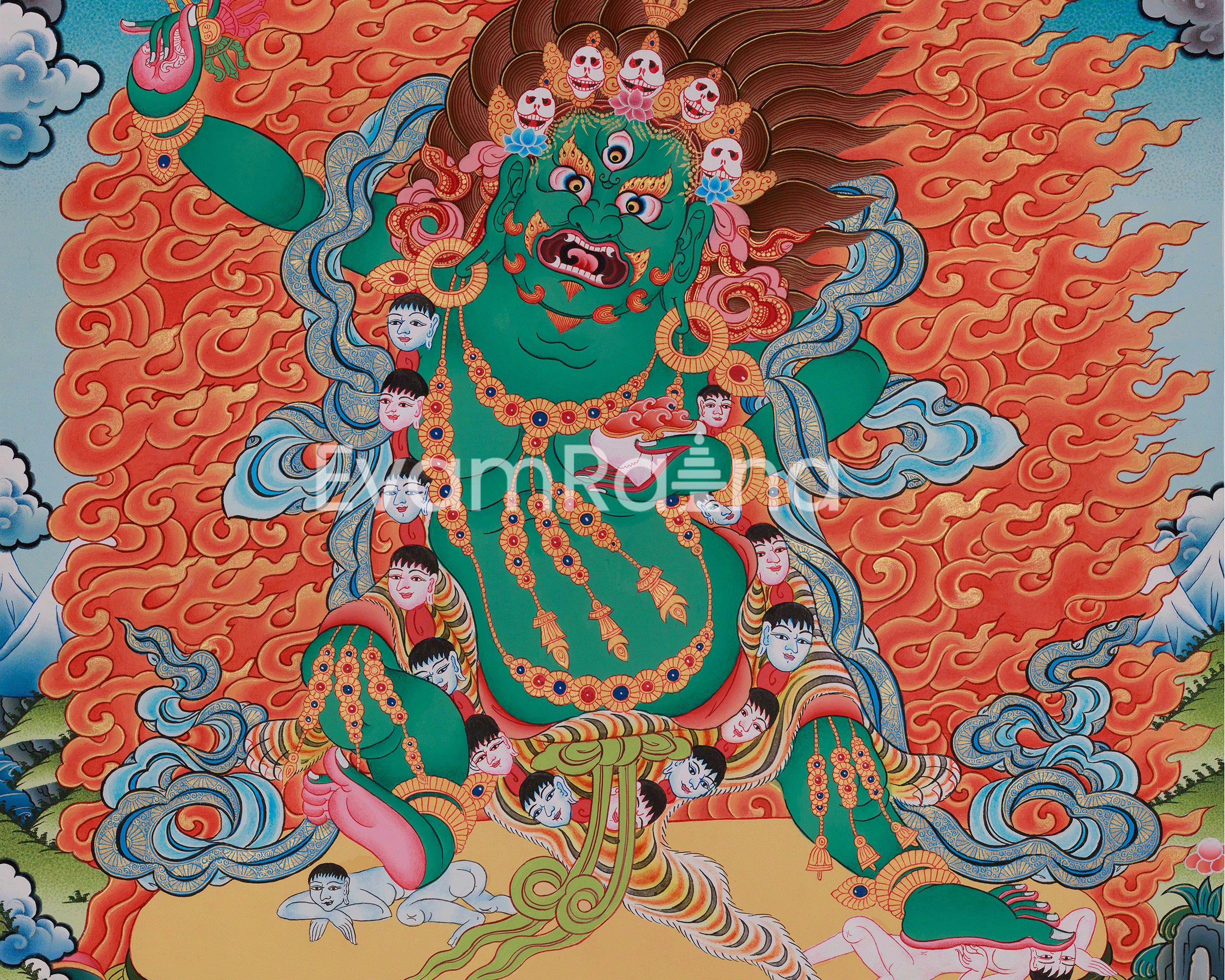 Green Hayagriva Thangka | Buddhist Protector Deity Art