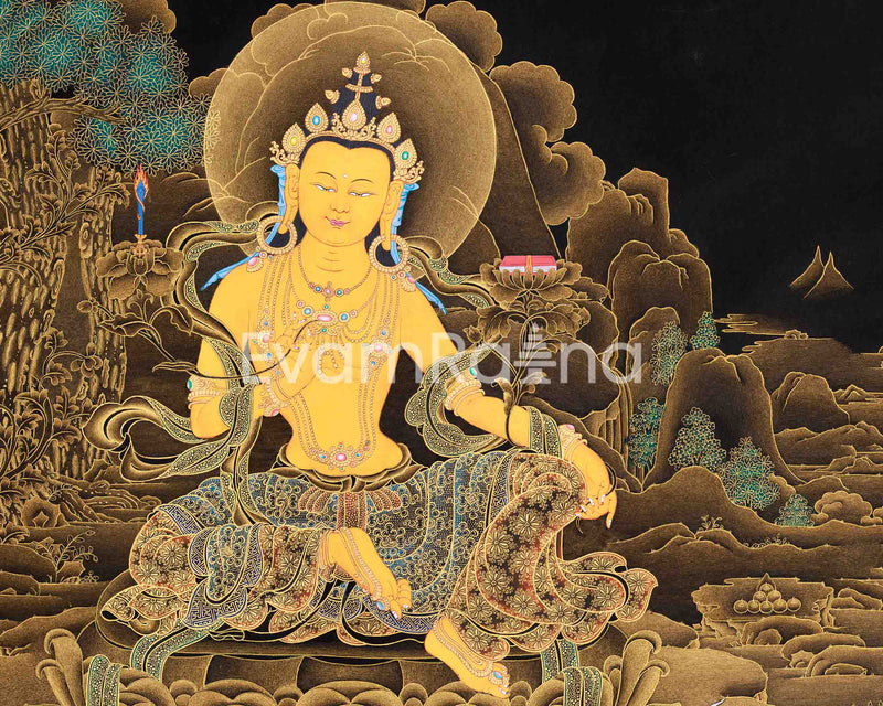 Hand Painted Manjushri Thangka for Home Decor | Traditional Tibetan Art