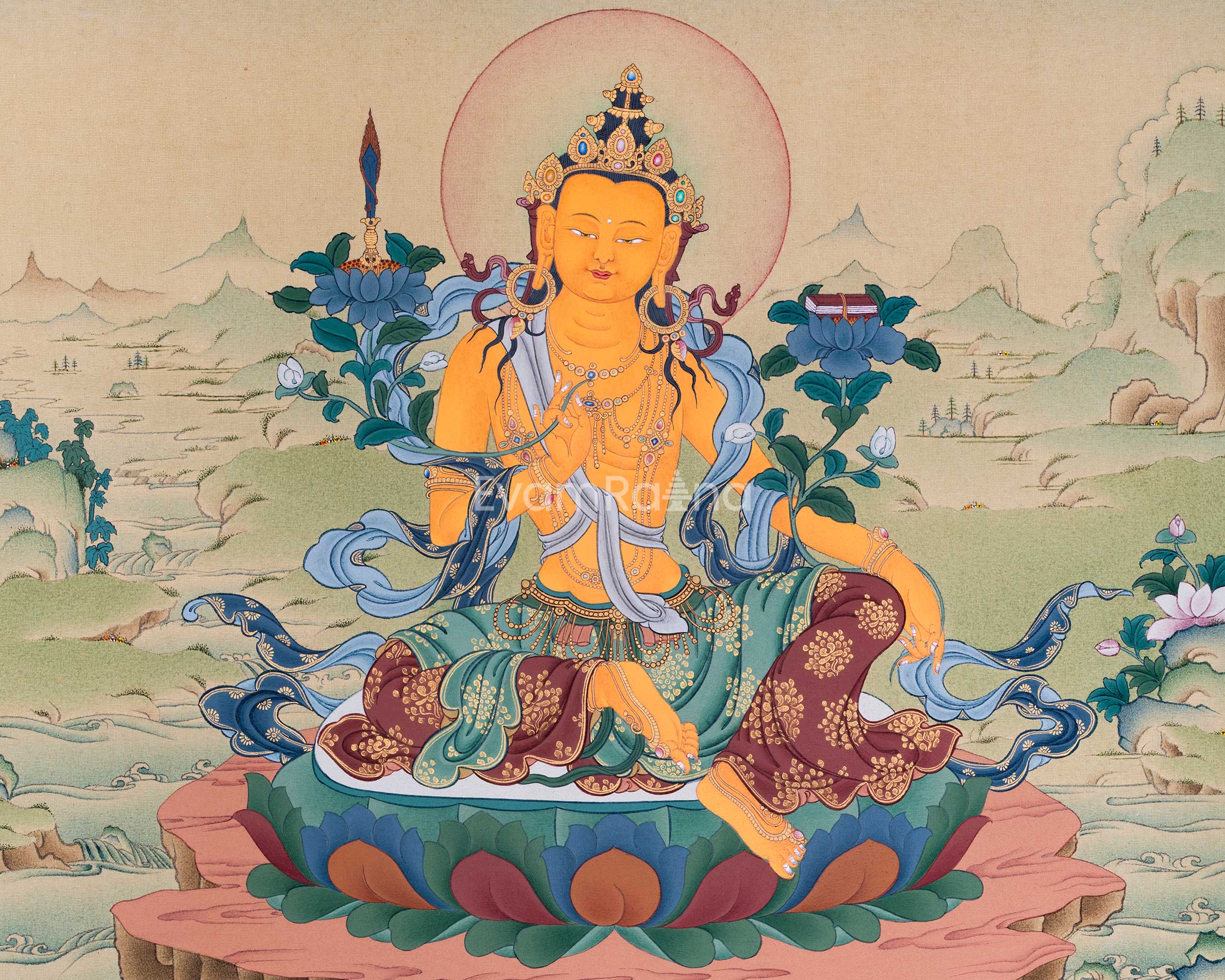 Thangka Print of Manjushri | Buddha of Wisdom | Digital Printing