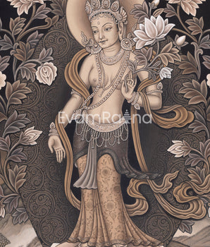Mother Tara Mantra Practice Thangka Print | Newari Pauba Print For Mindfulness & Meditation