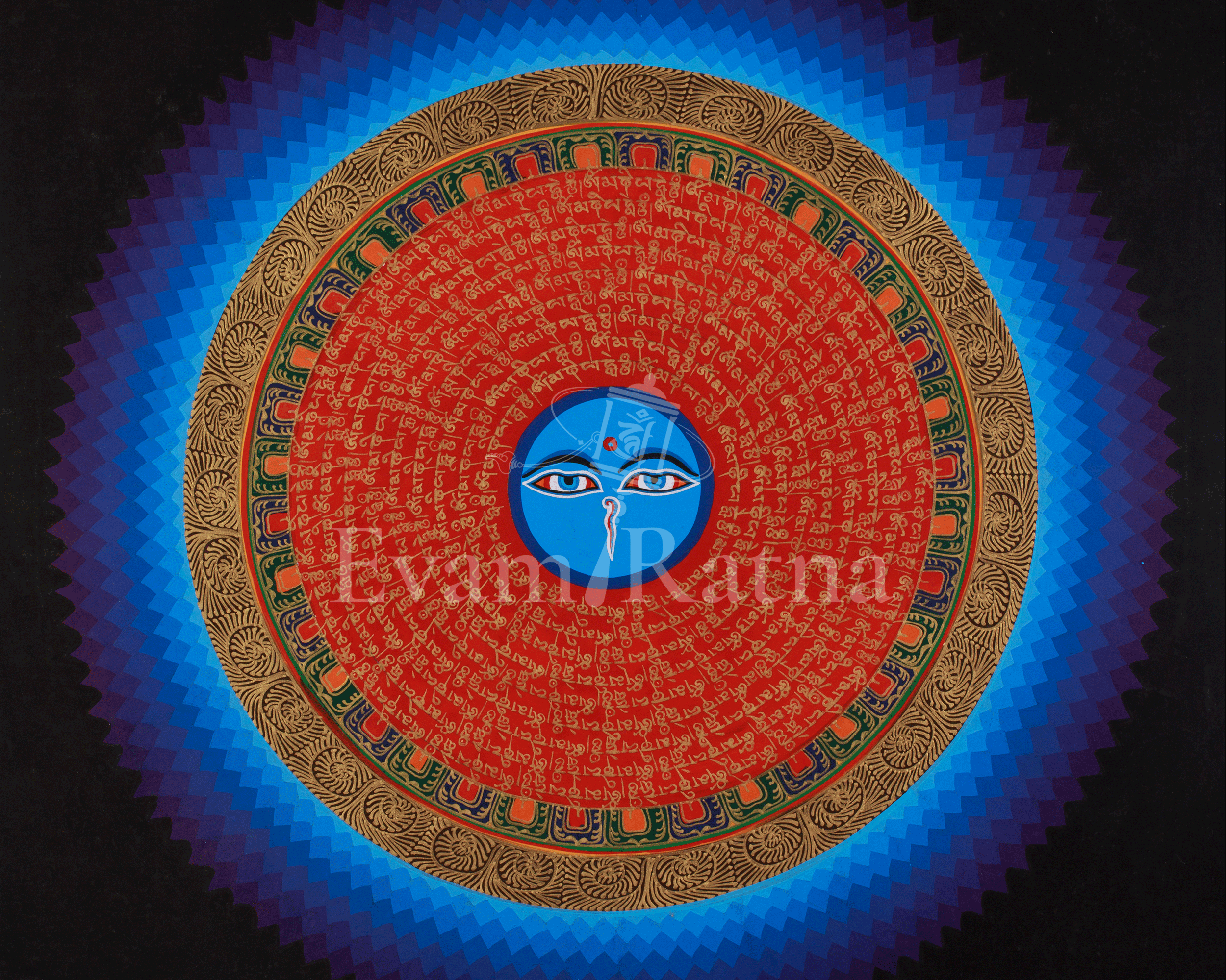 Buddhist Thangka of Mantra Mandala | Sacred Wall Hanging Art