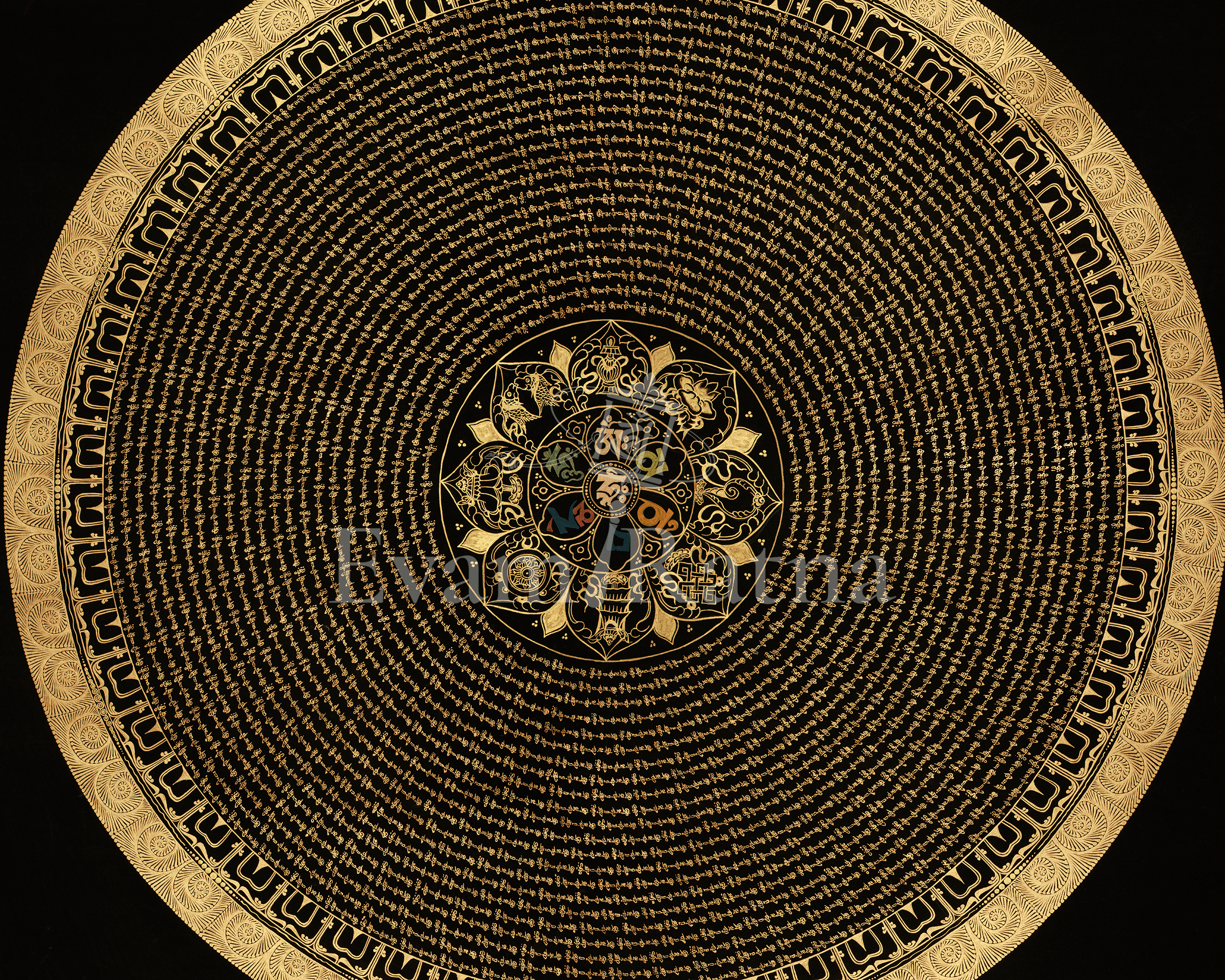 Divine Mantra Mandala Thangka | Spiritual Art for Meditation Practice