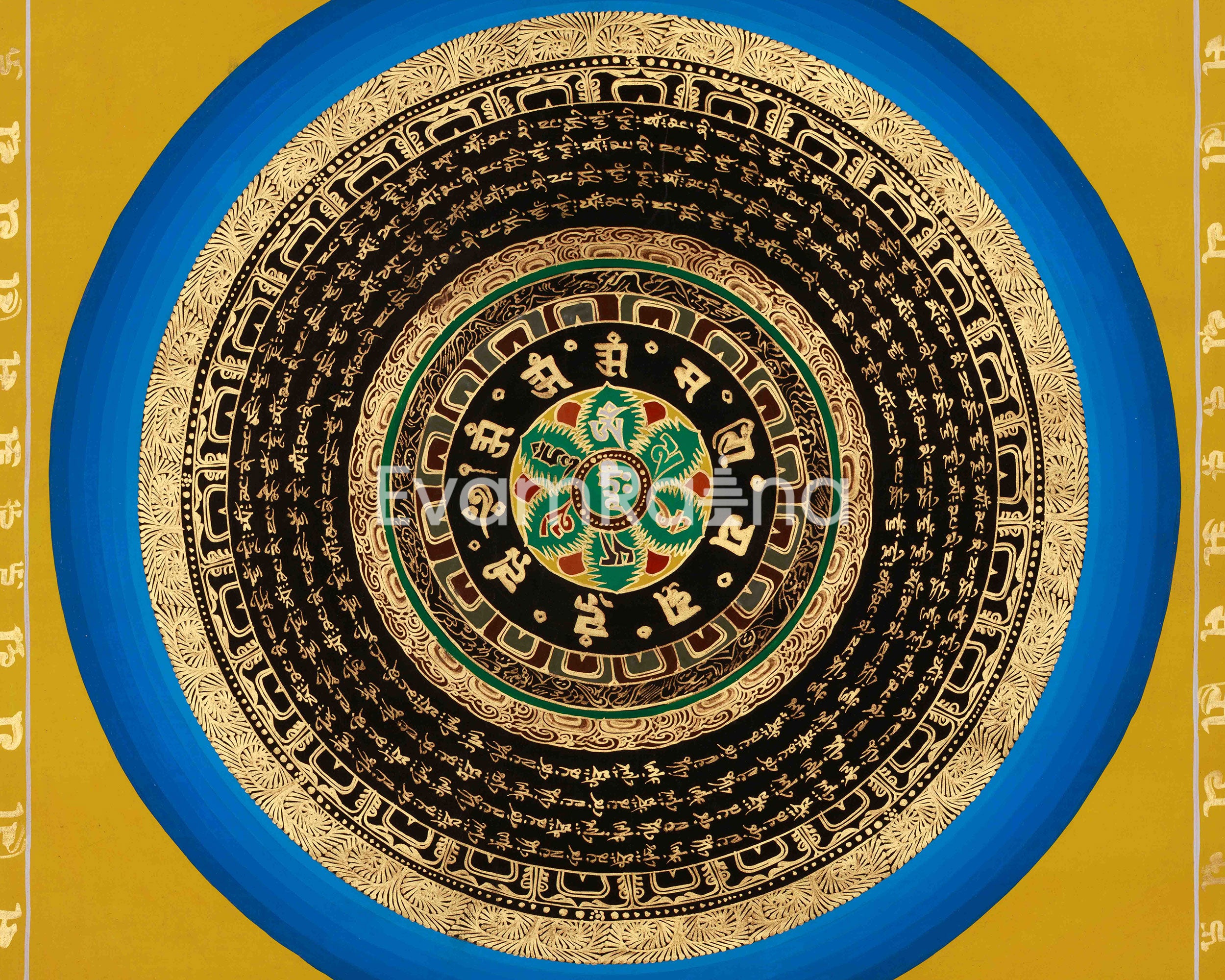 Sacred Mantra Mandala Art | Tibetan Buddhist Thangka Painting