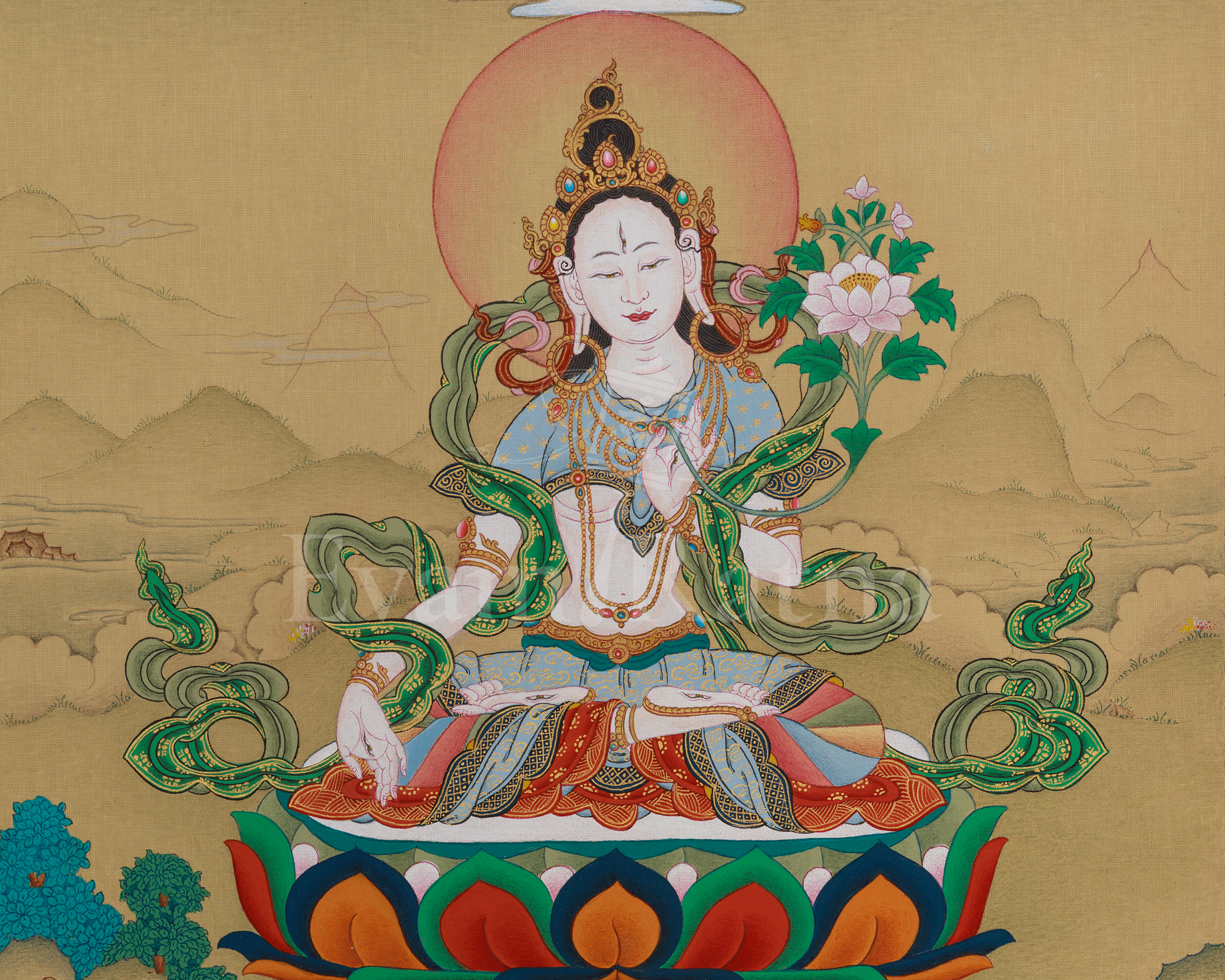 longevity Deity White Tara With Amitabha Buddha | Female Buddha
