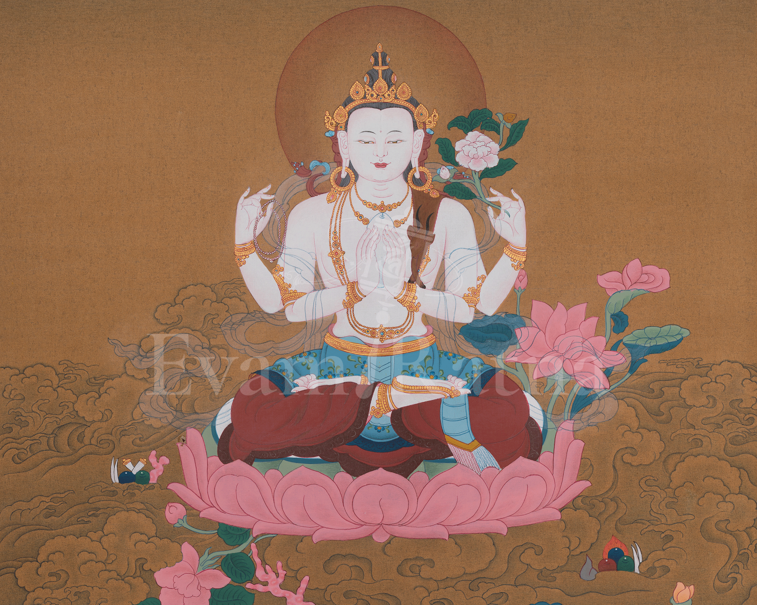 Chenrezig Compassion Buddha Art | Avalokiteshvara Thangka | Sacred Artwork