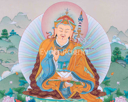 Traditional Tibetan Buddhist Art For Padmasambhava Day Celebration | Guru Rinpoche With Guru Dragpo and Singhamukha