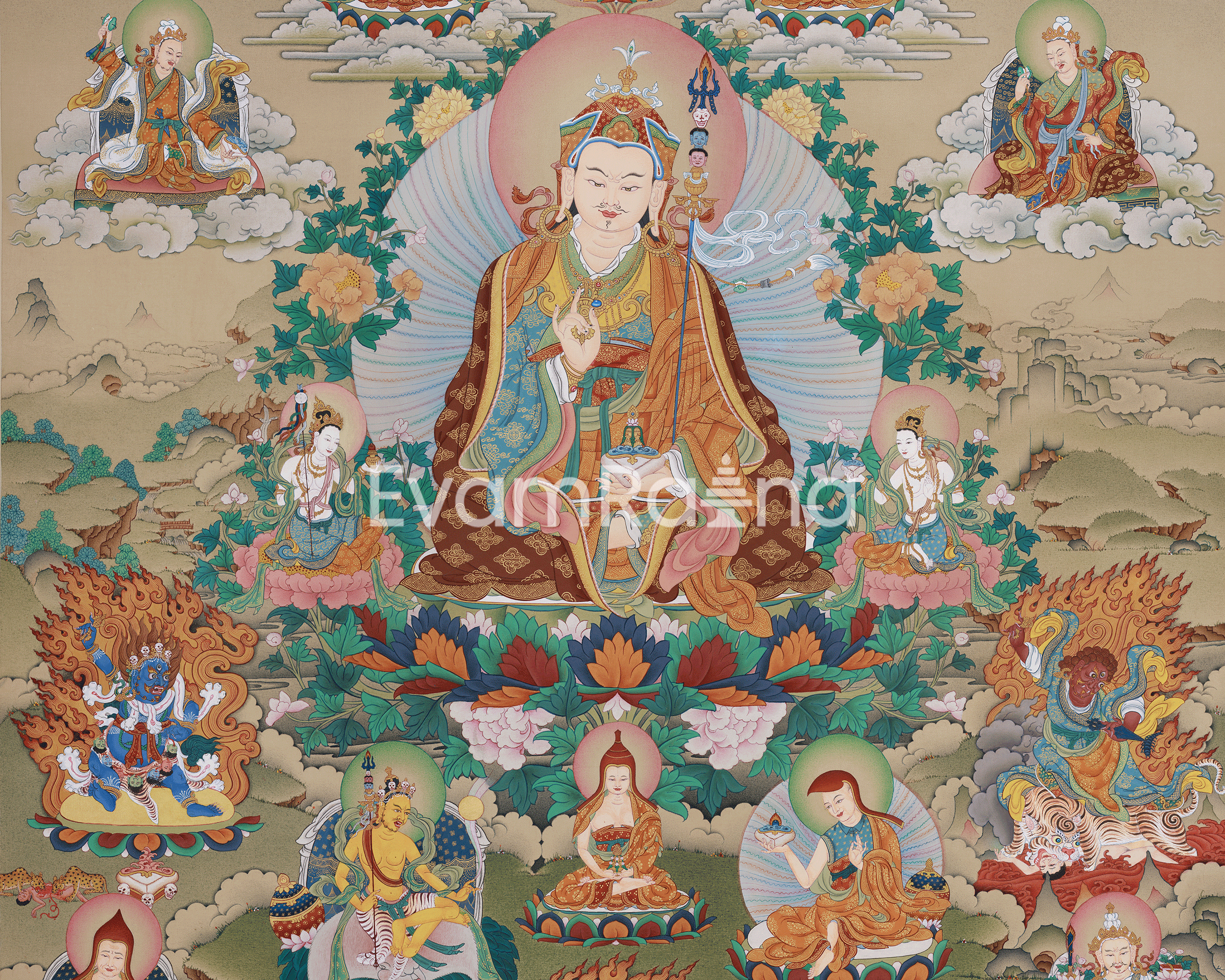 Guru Sangye Painting | Divine Buddhist Art of Guru Rinpoche’s Enlightened Form