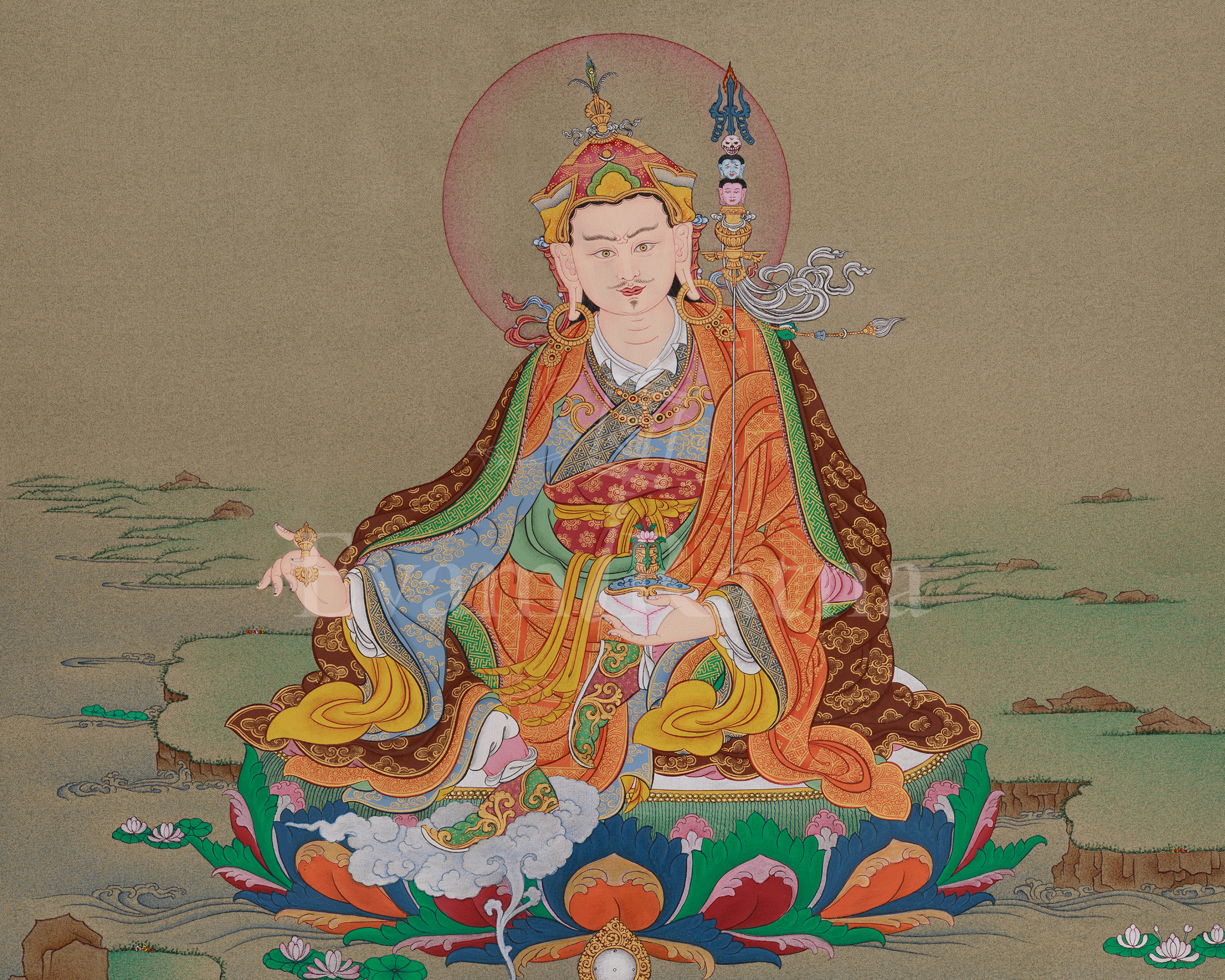 Himalayan Guru Rinpoche Artwork | Symbolizing Wisdom, Protection, and Spiritual Transformation
